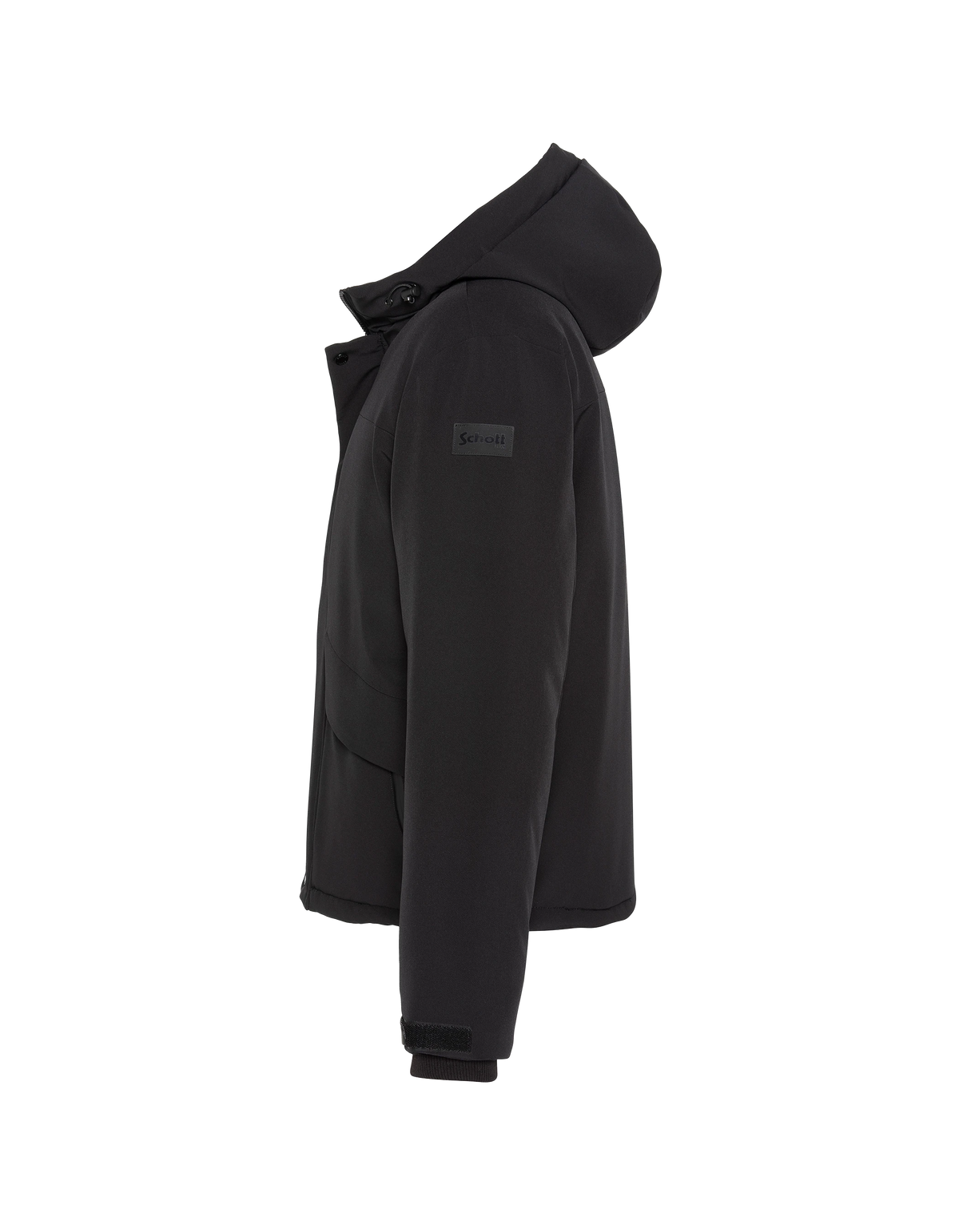 Black technical hooded short jacket