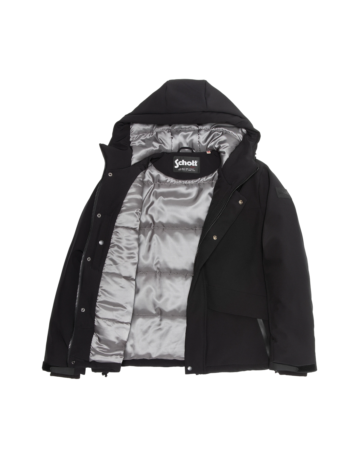 Black technical hooded short jacket