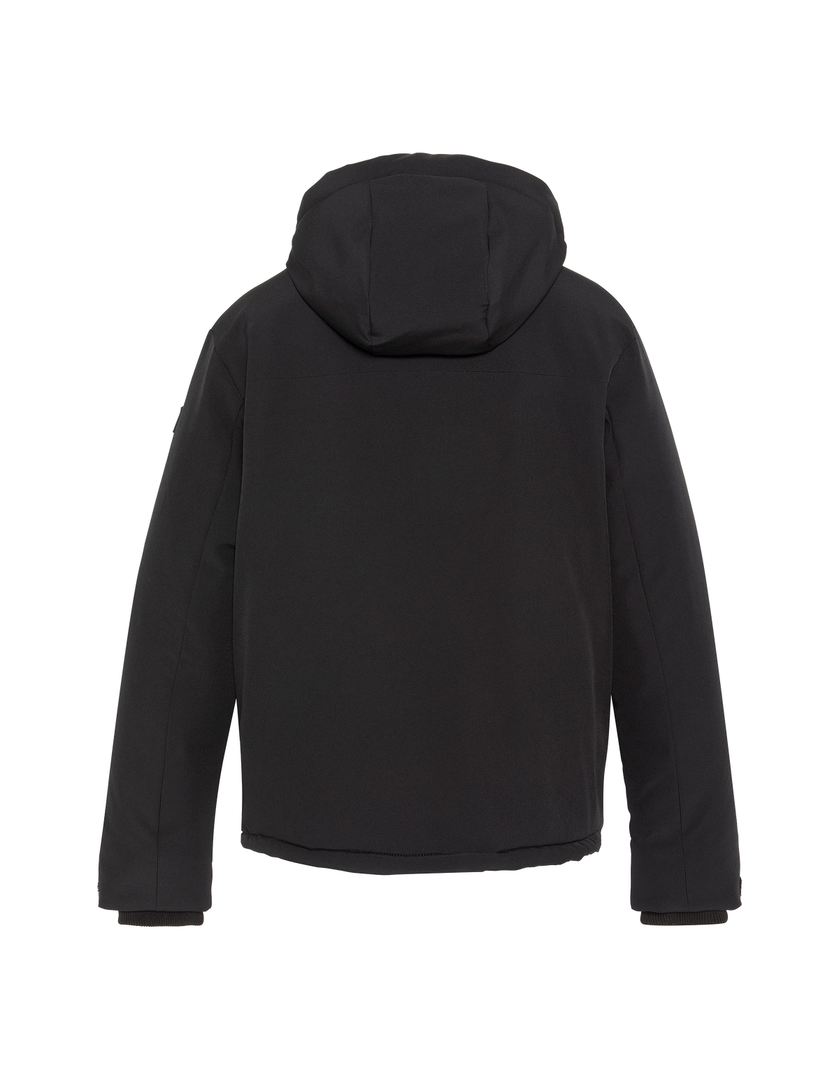 Black technical hooded short jacket