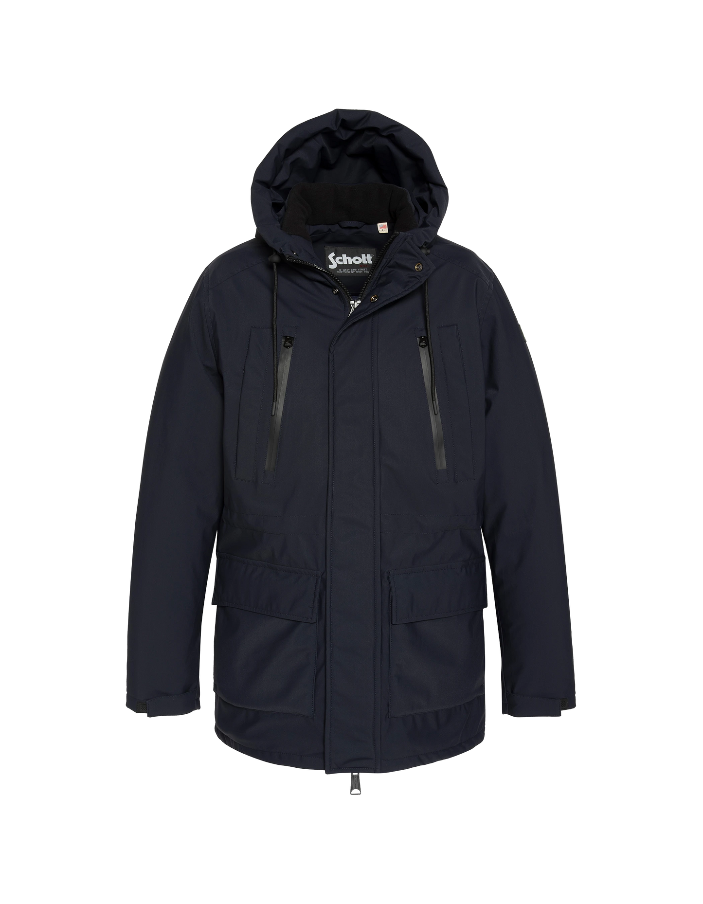 Navy Parka Multipoches con felpa con cappuccio