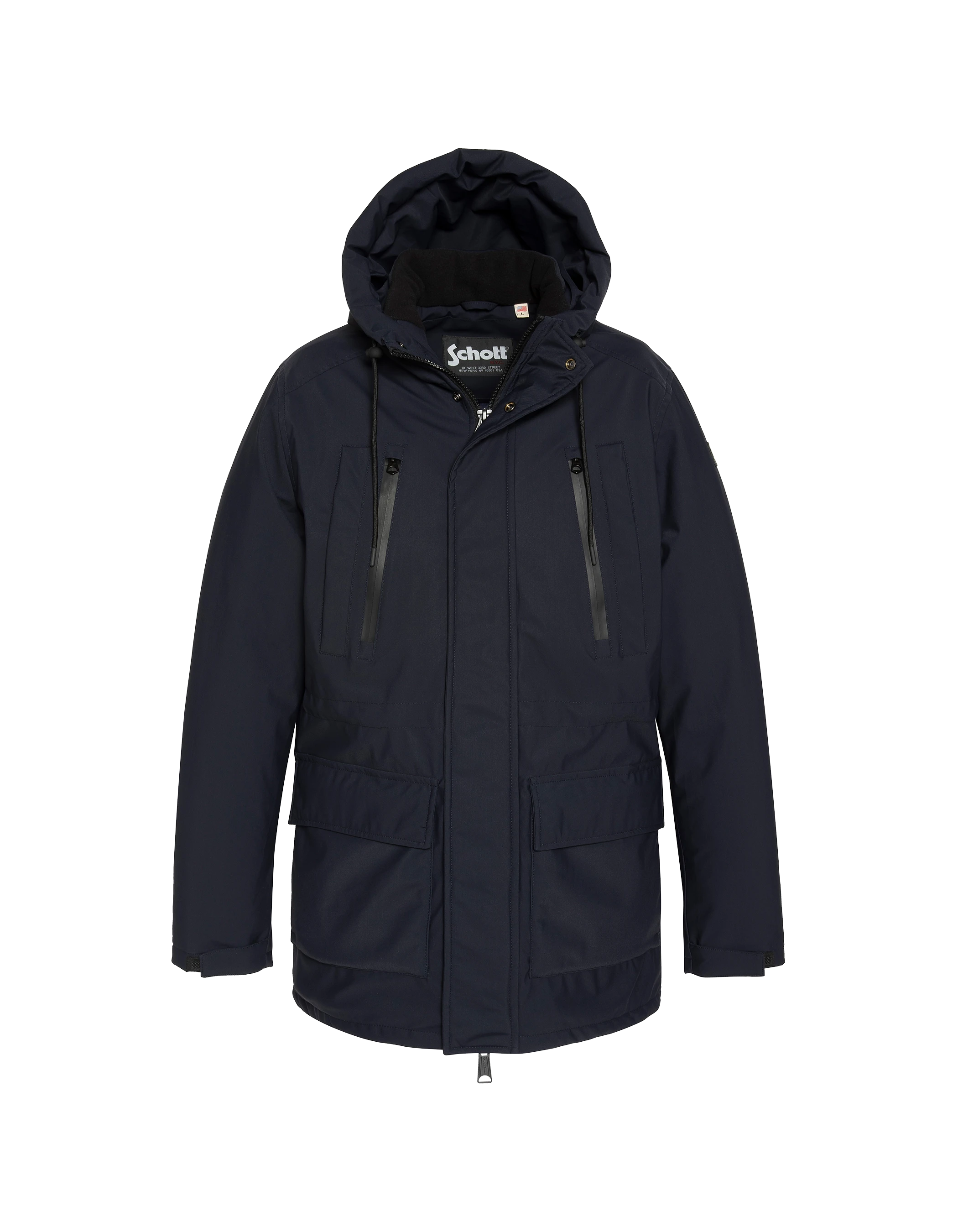 Navy Parka Multipoches con felpa con cappuccio-1