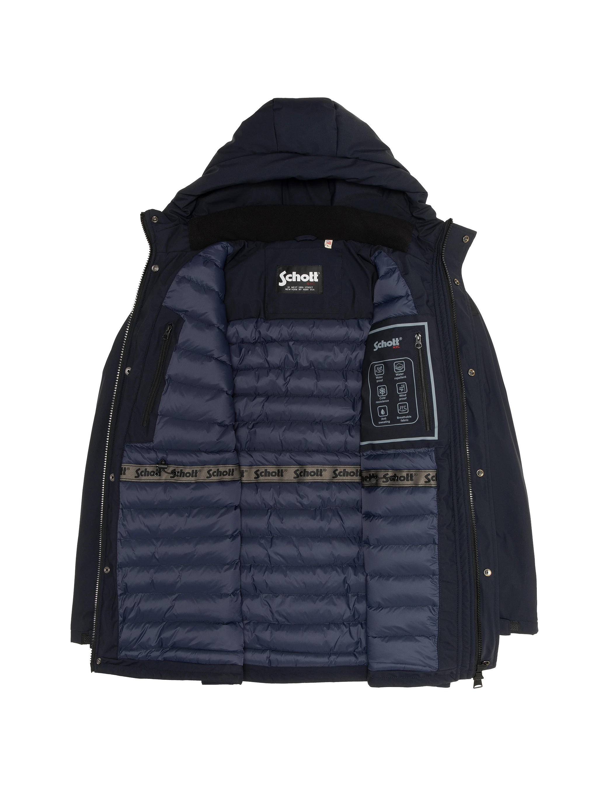 Navy Parka Multipoches con felpa con cappuccio-3