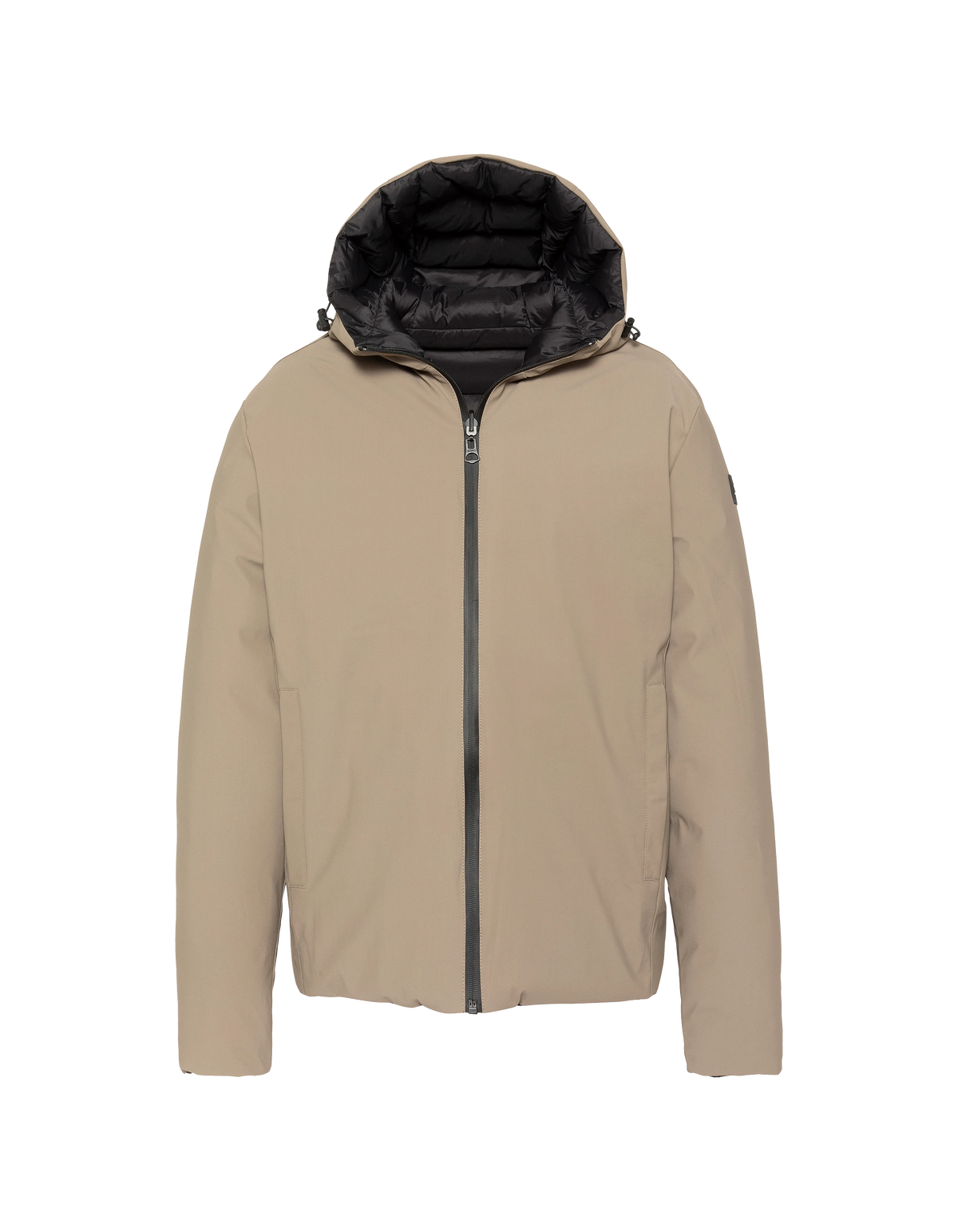 Blouson/doudoune technique réversible beige foncé et noir