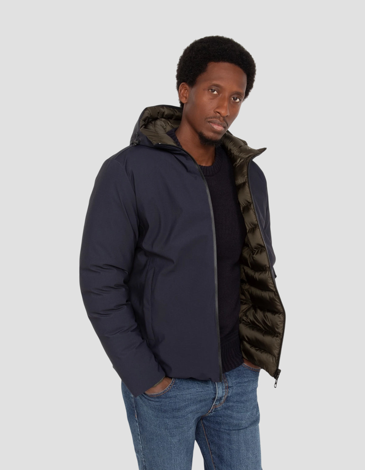 Blouson/doudoune technique réversible marine et kaki-4