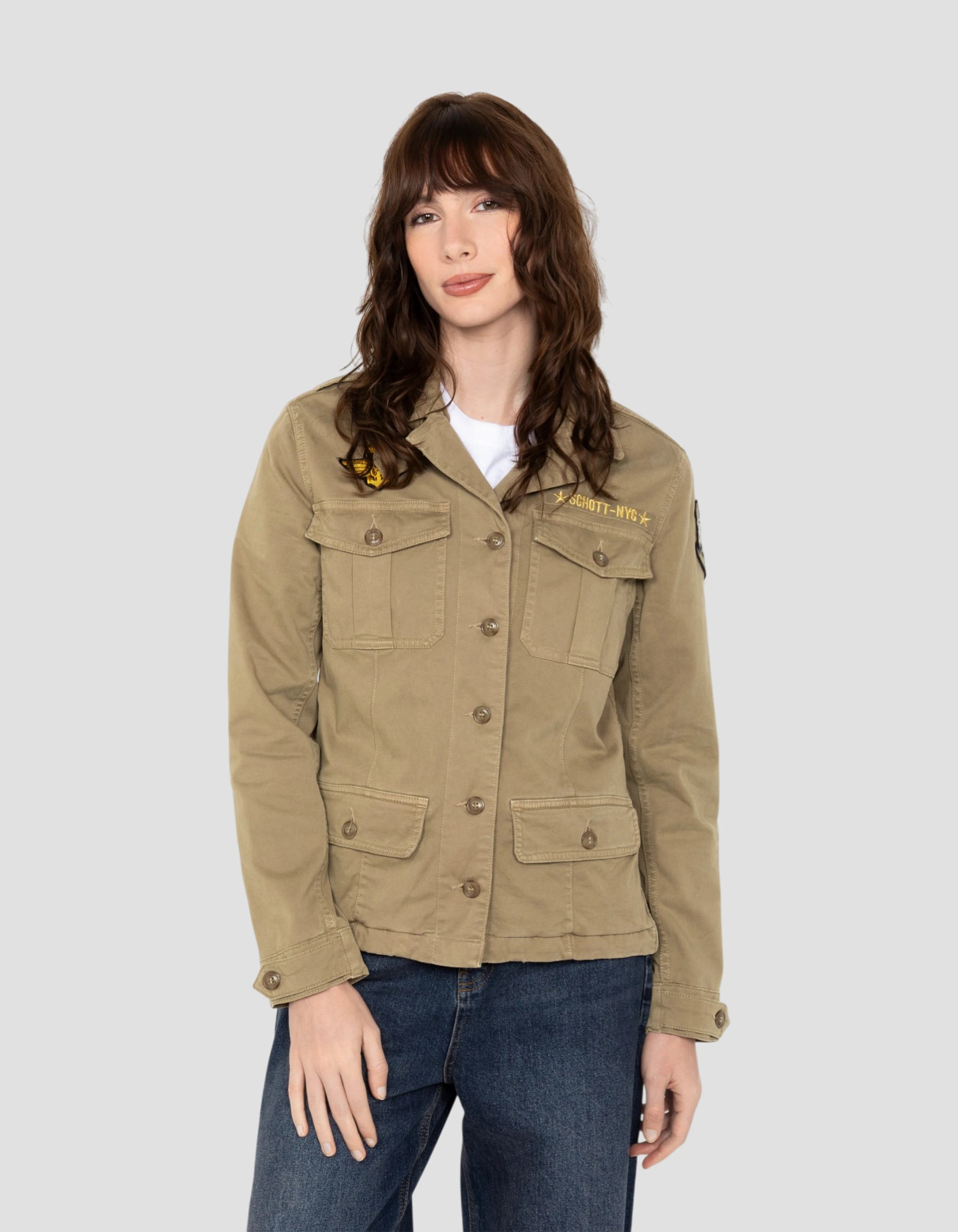 Veste army surteint kaki clair-3