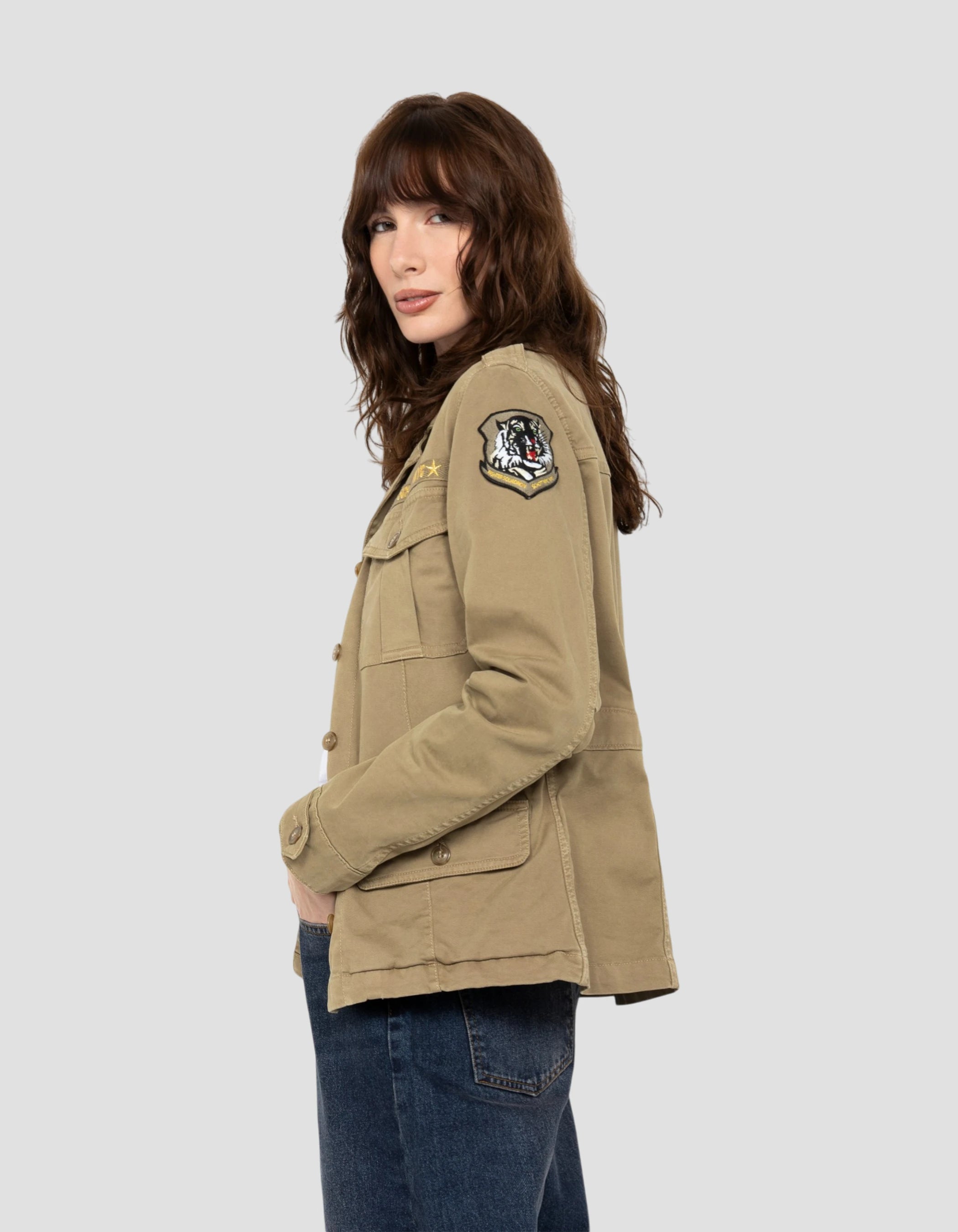 Veste army surteint kaki clair-4