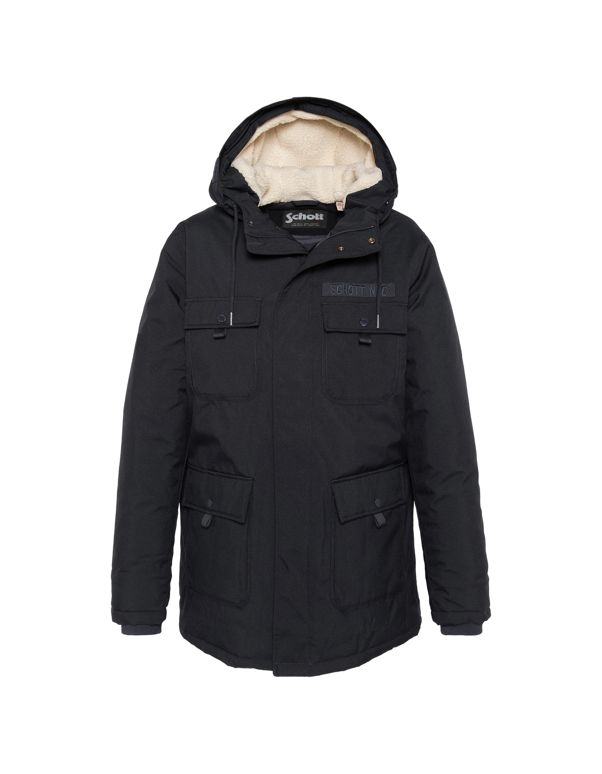 Parka à capuche bleu marine avec fausse fourrure amovible