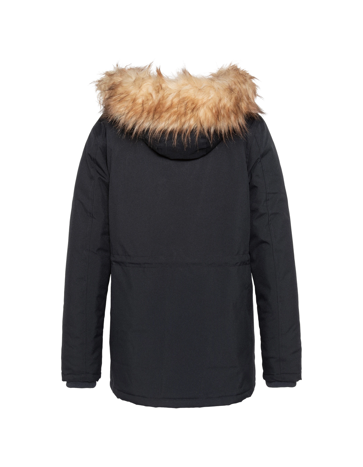 Parka à capuche bleu marine avec fausse fourrure amovible-2