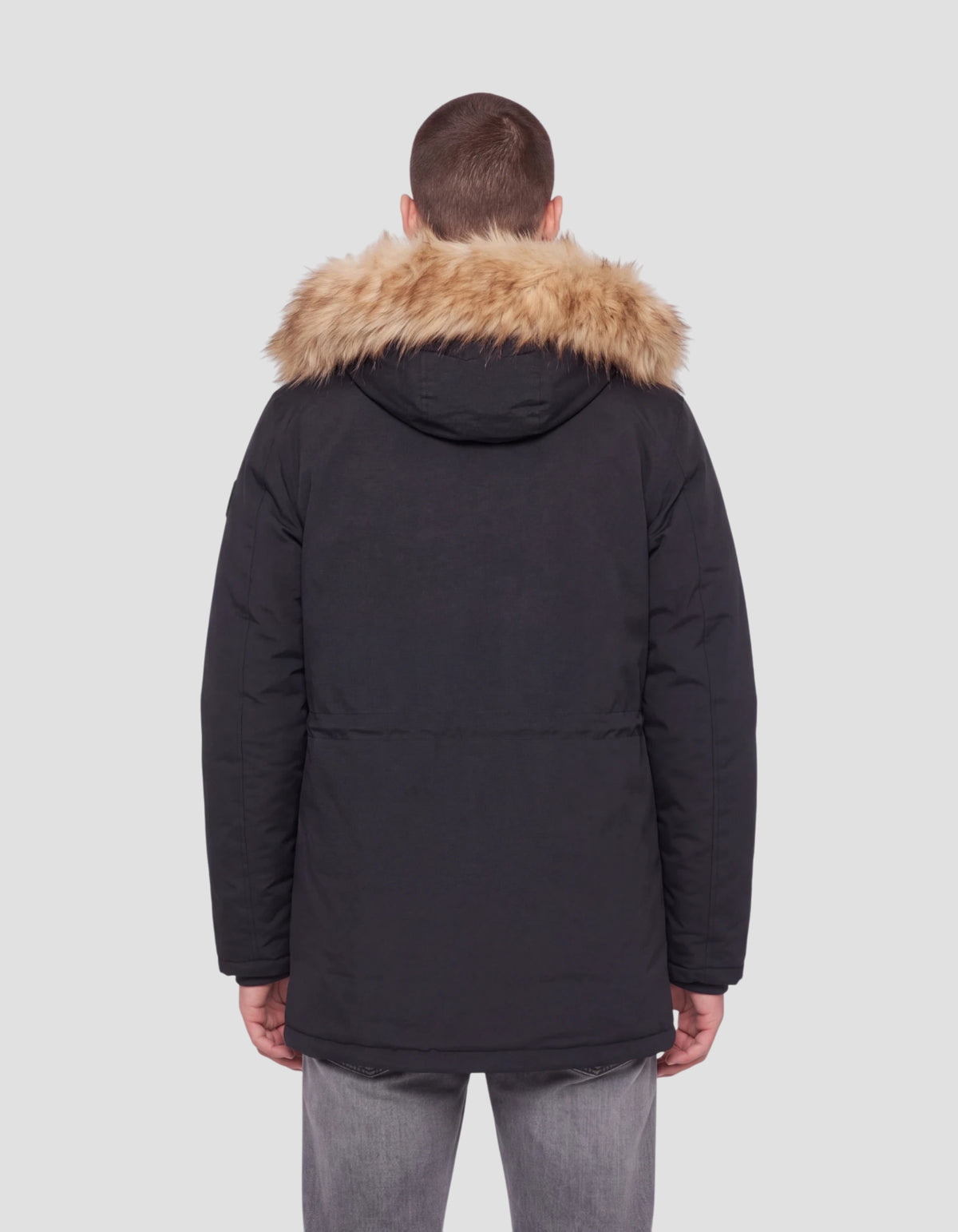 Parka à capuche bleu marine avec fausse fourrure amovible