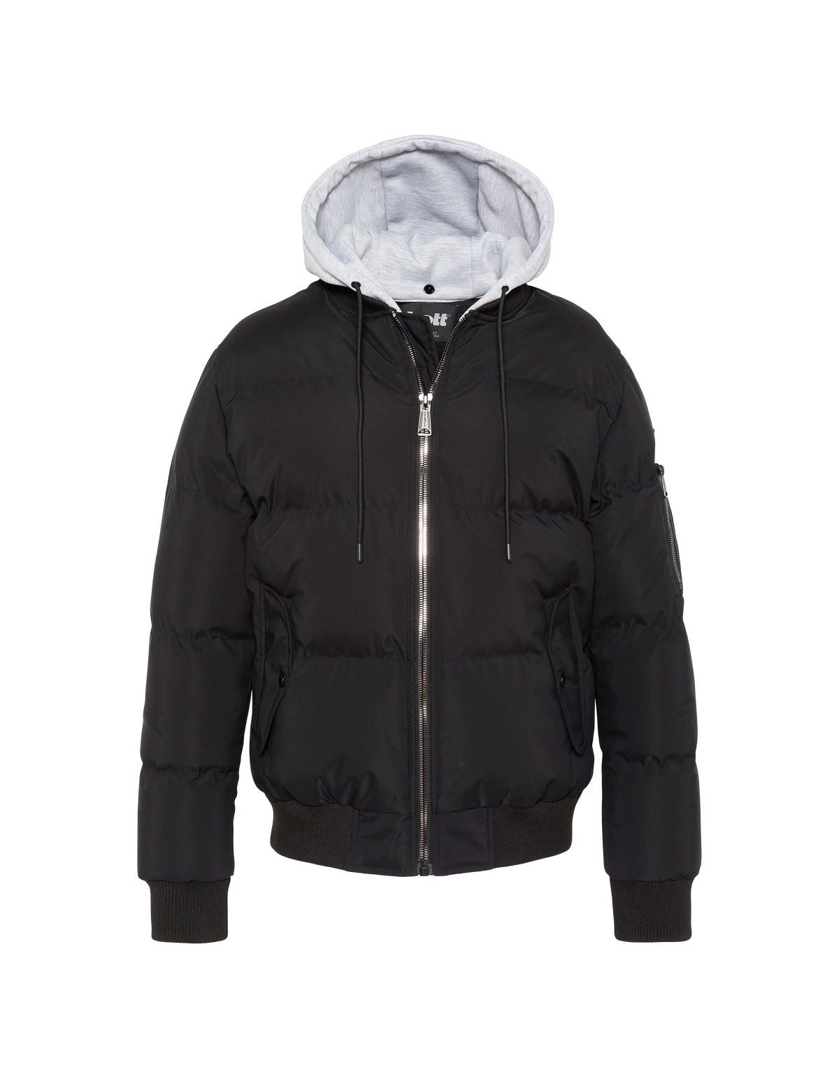Blouson à capuche noir en moletton-1