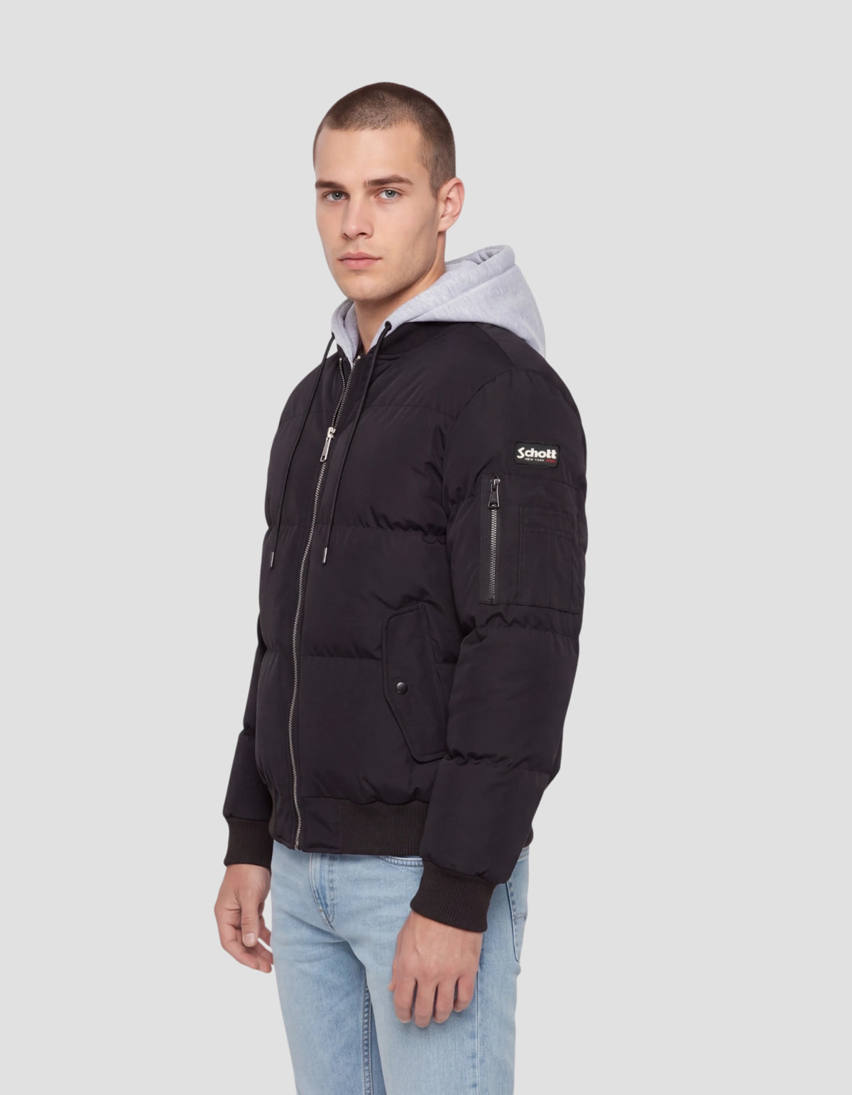 Blouson à capuche noir en moletton-3