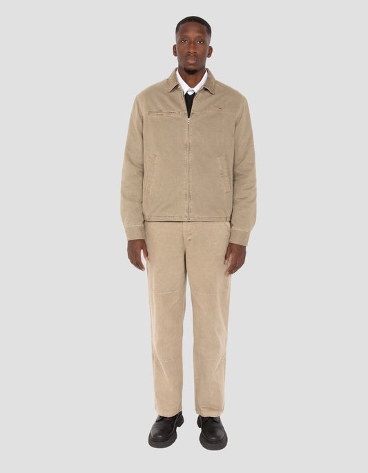 Blouson taupe worker en coton lavé