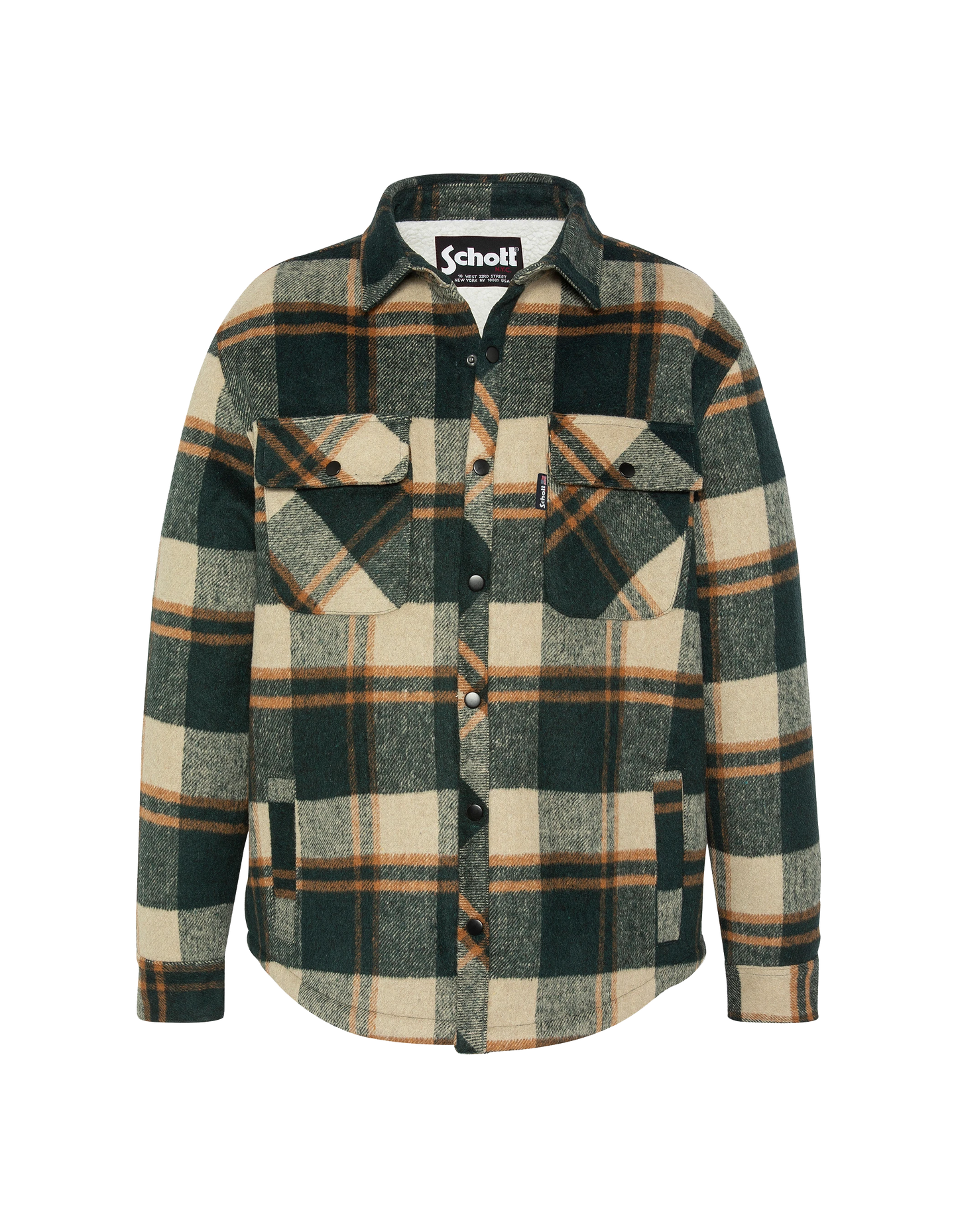 Giacca quadrata verde fiancheggiata da sherpa