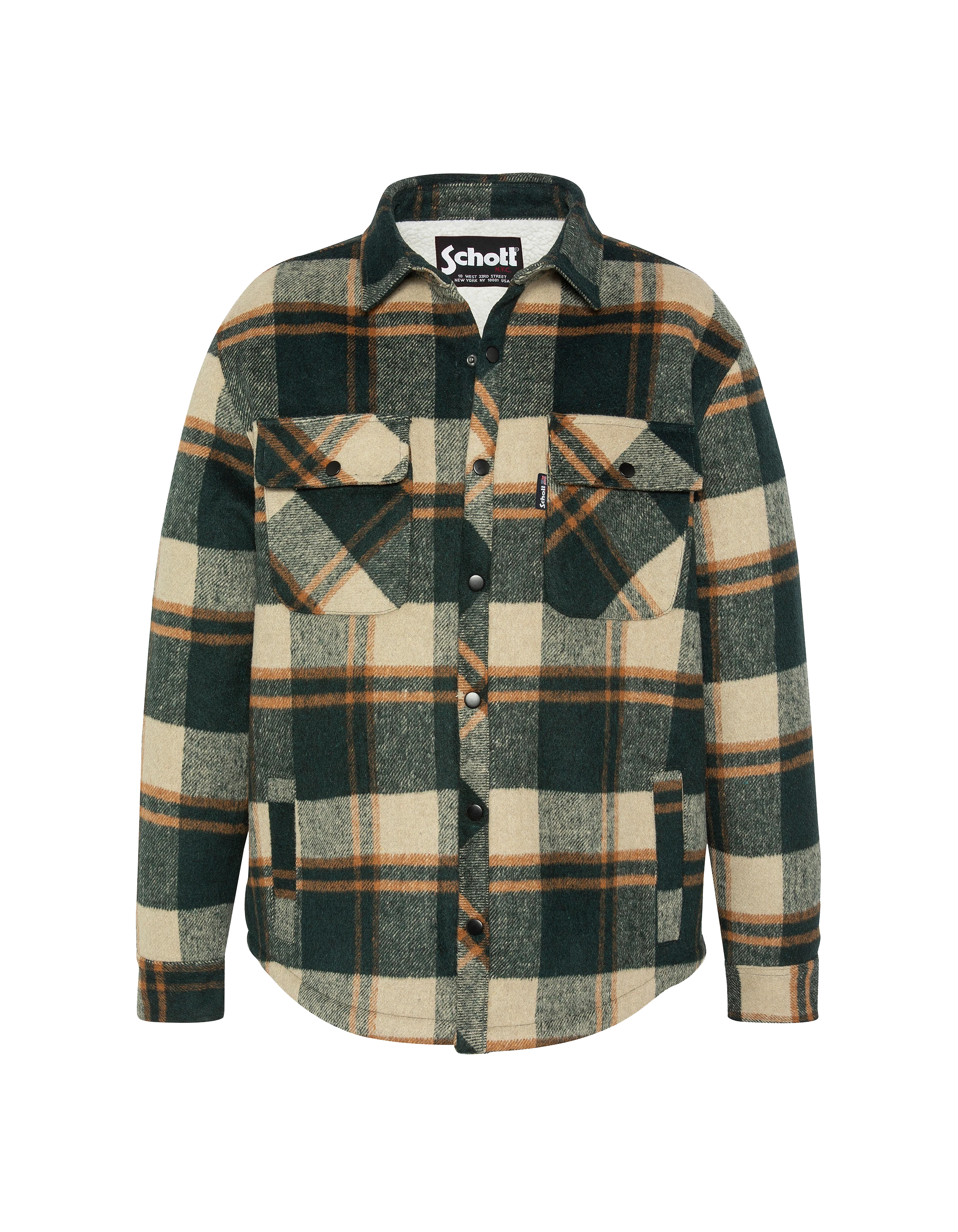 Giacca quadrata verde fiancheggiata da sherpa-2