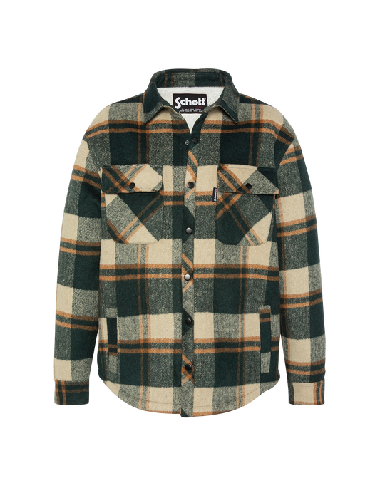 Veste à carreaux verts doublée sherpa