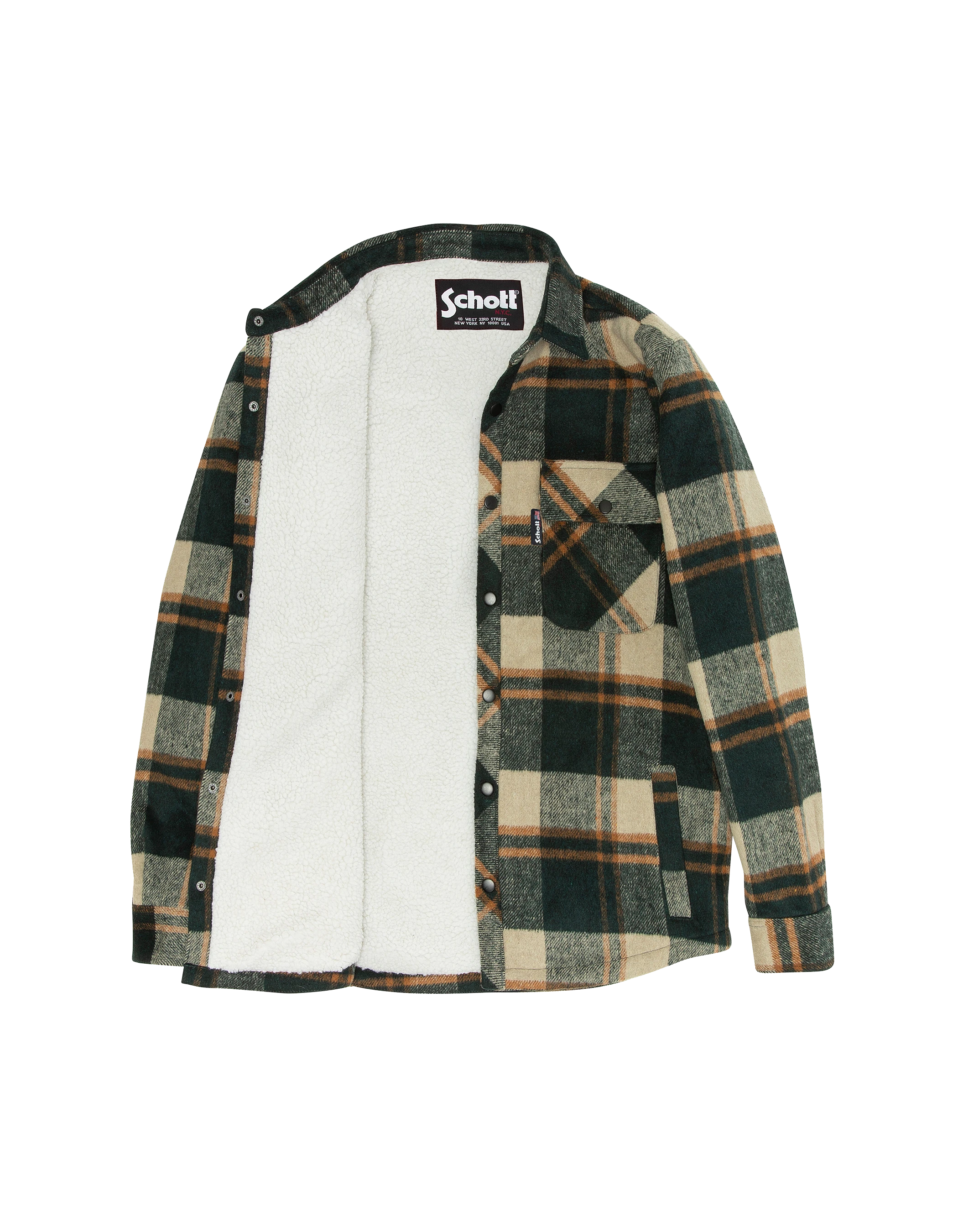 Giacca quadrata verde fiancheggiata da sherpa-7