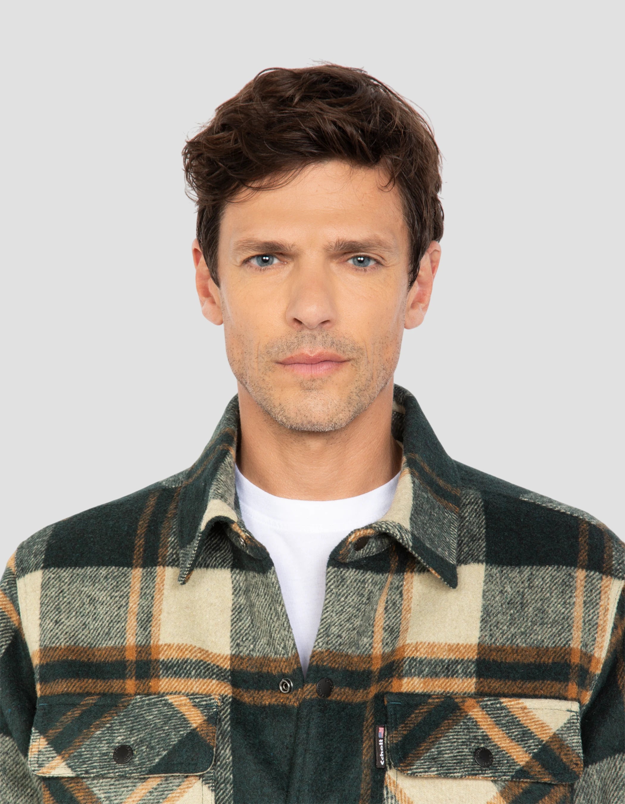 Giacca quadrata verde fiancheggiata da sherpa-5