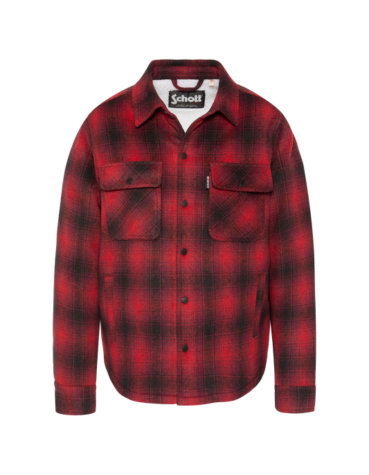 Veste à carreaux rouge doublée sherpa