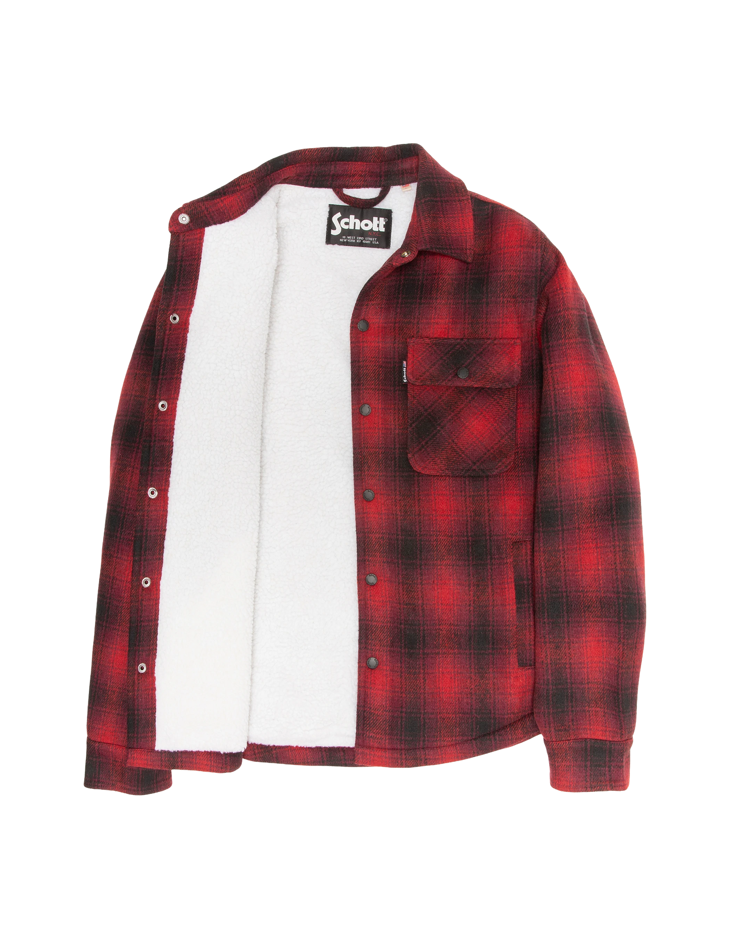 Veste à carreaux rouge doublée sherpa