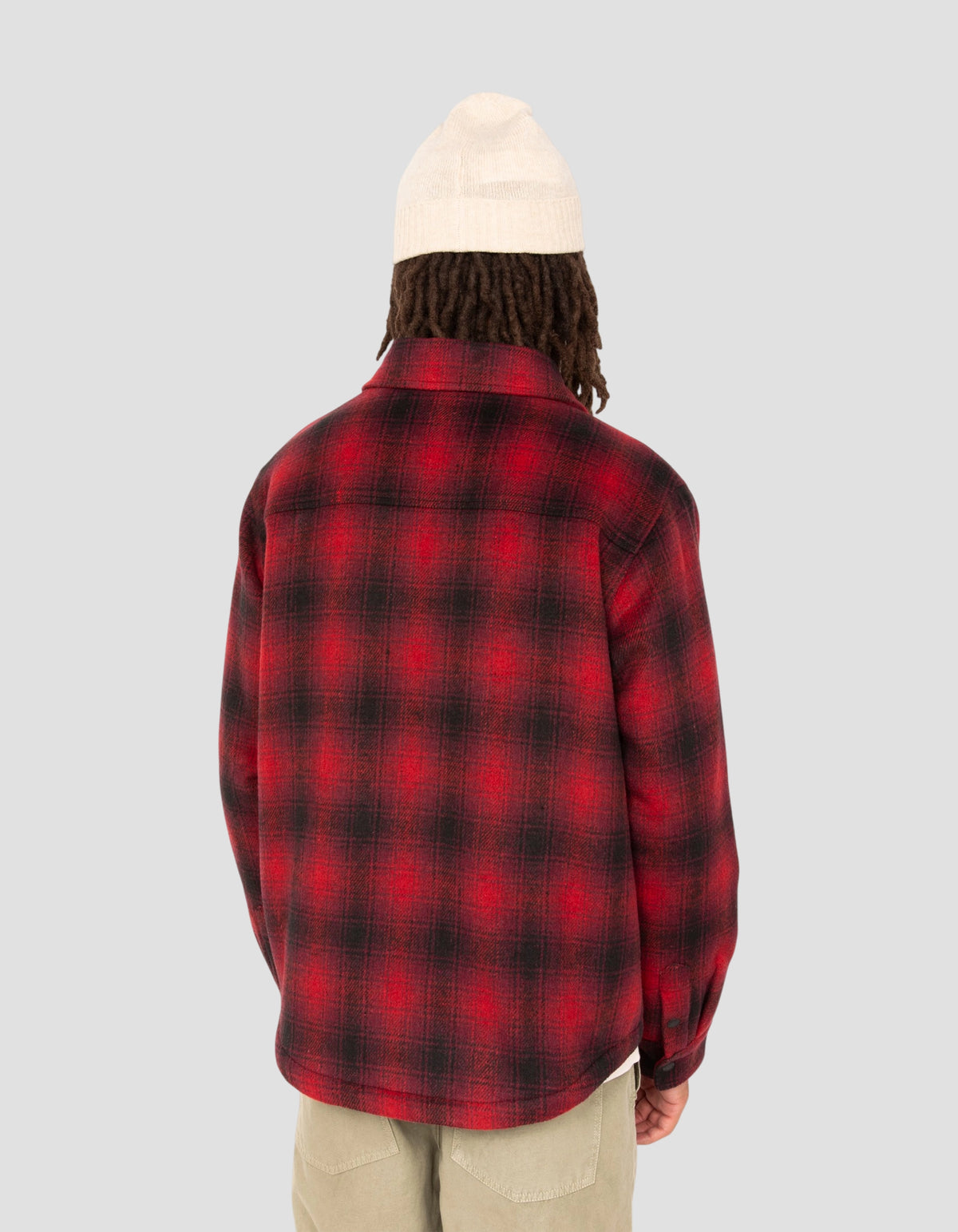 Veste à carreaux rouge doublée sherpa