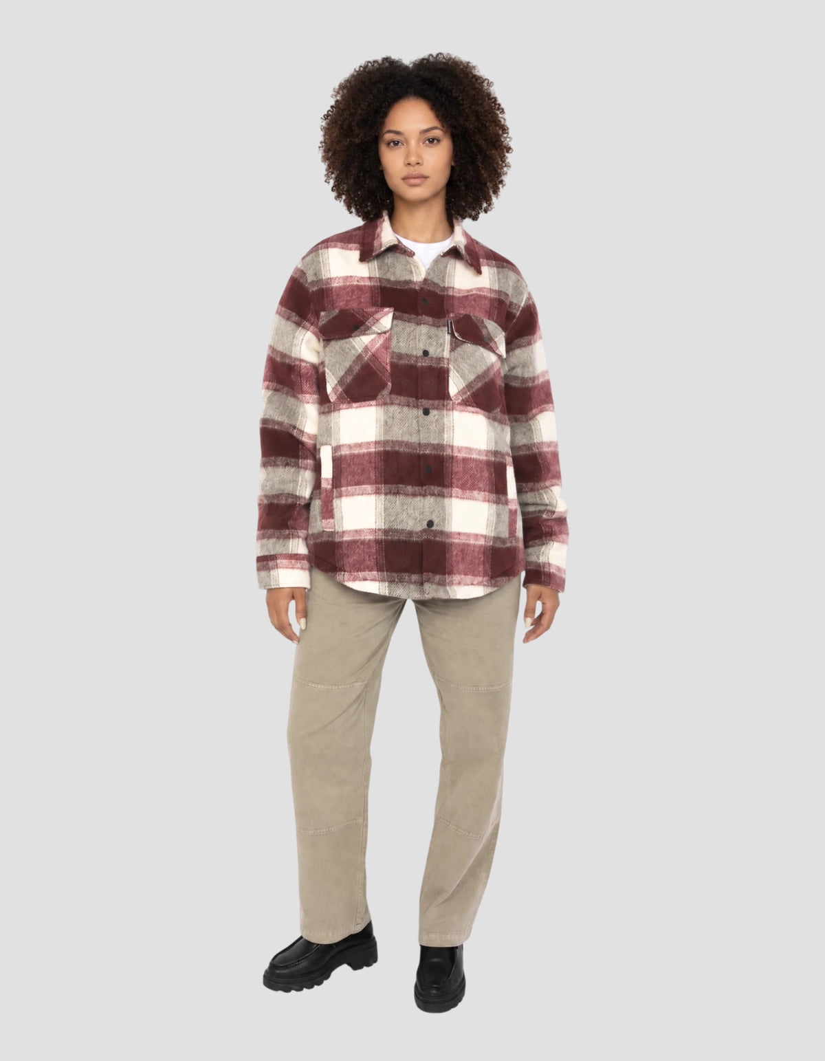 Brown plaid jacket with sherpa lining-1