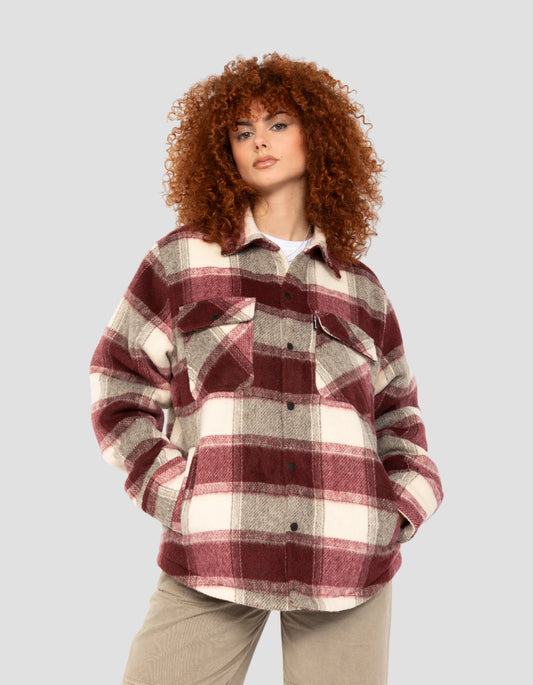 Sherpa ausgekleidete checkte Jacke