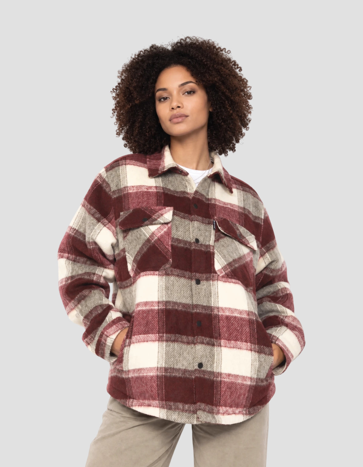 Brown plaid jacket with sherpa lining