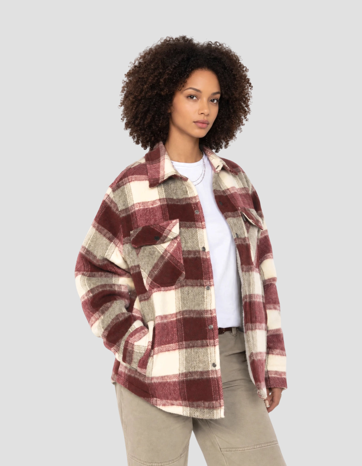 Brown plaid jacket with sherpa lining