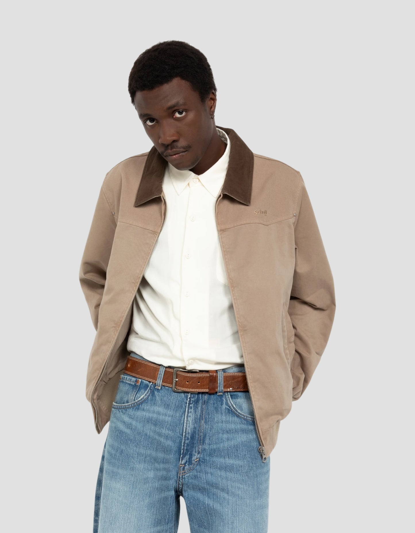 Giacca bimateriale vintage color tortora