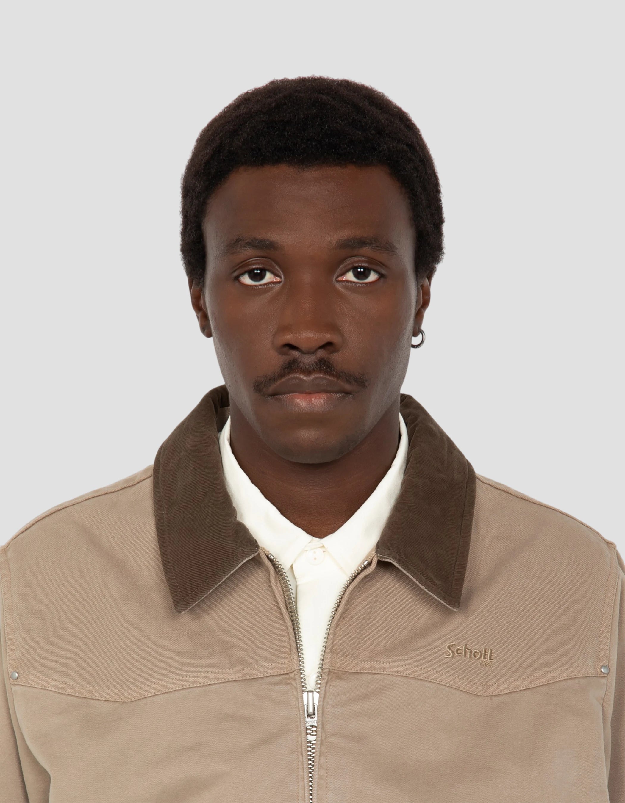 Giacca bimateriale vintage color tortora-6