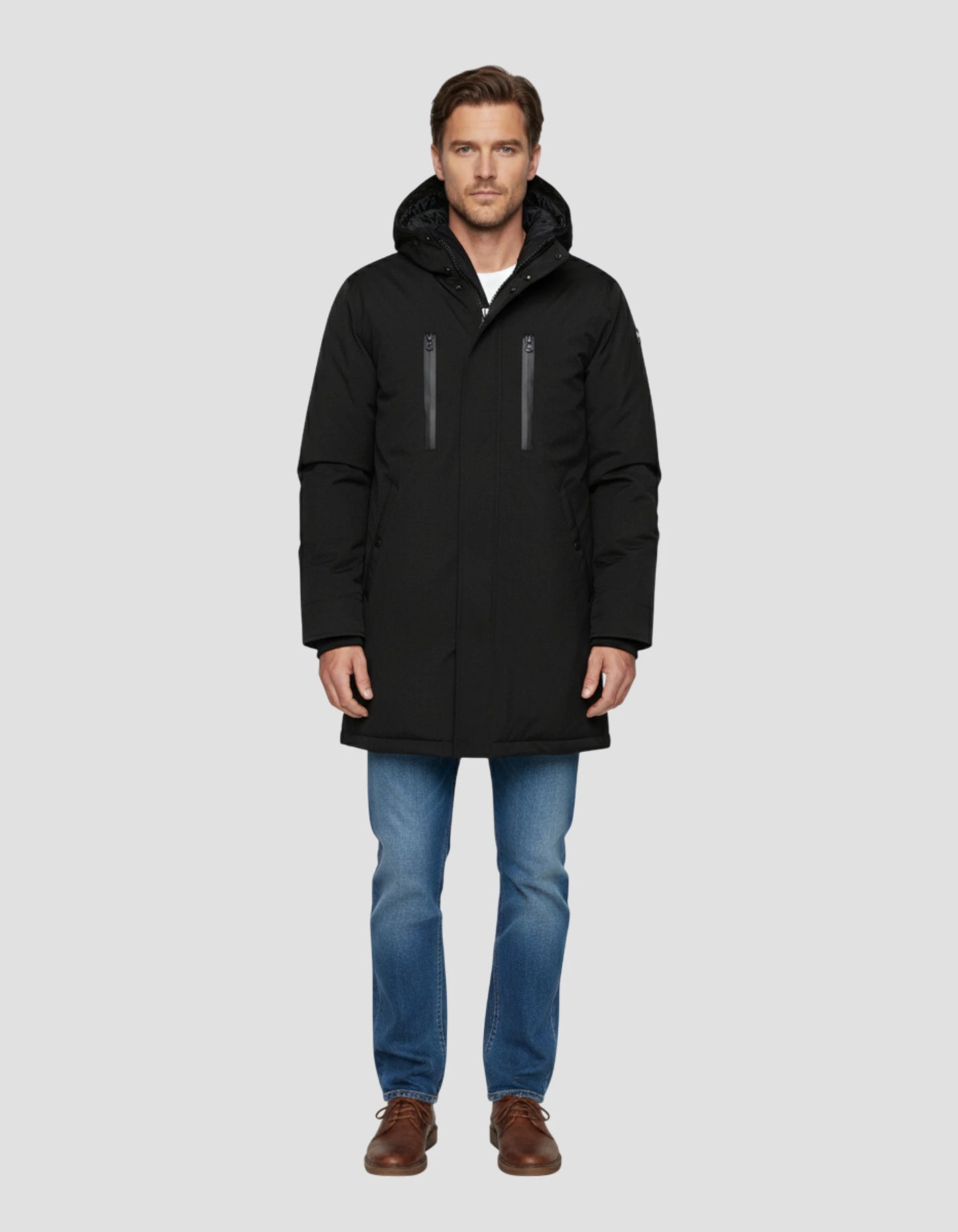 Langer schwarzer Parka