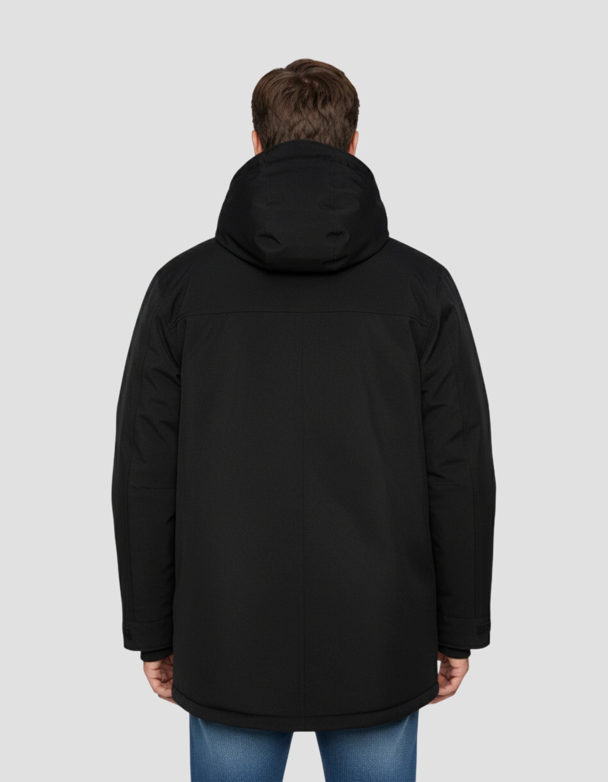 Langer schwarzer Parka-4