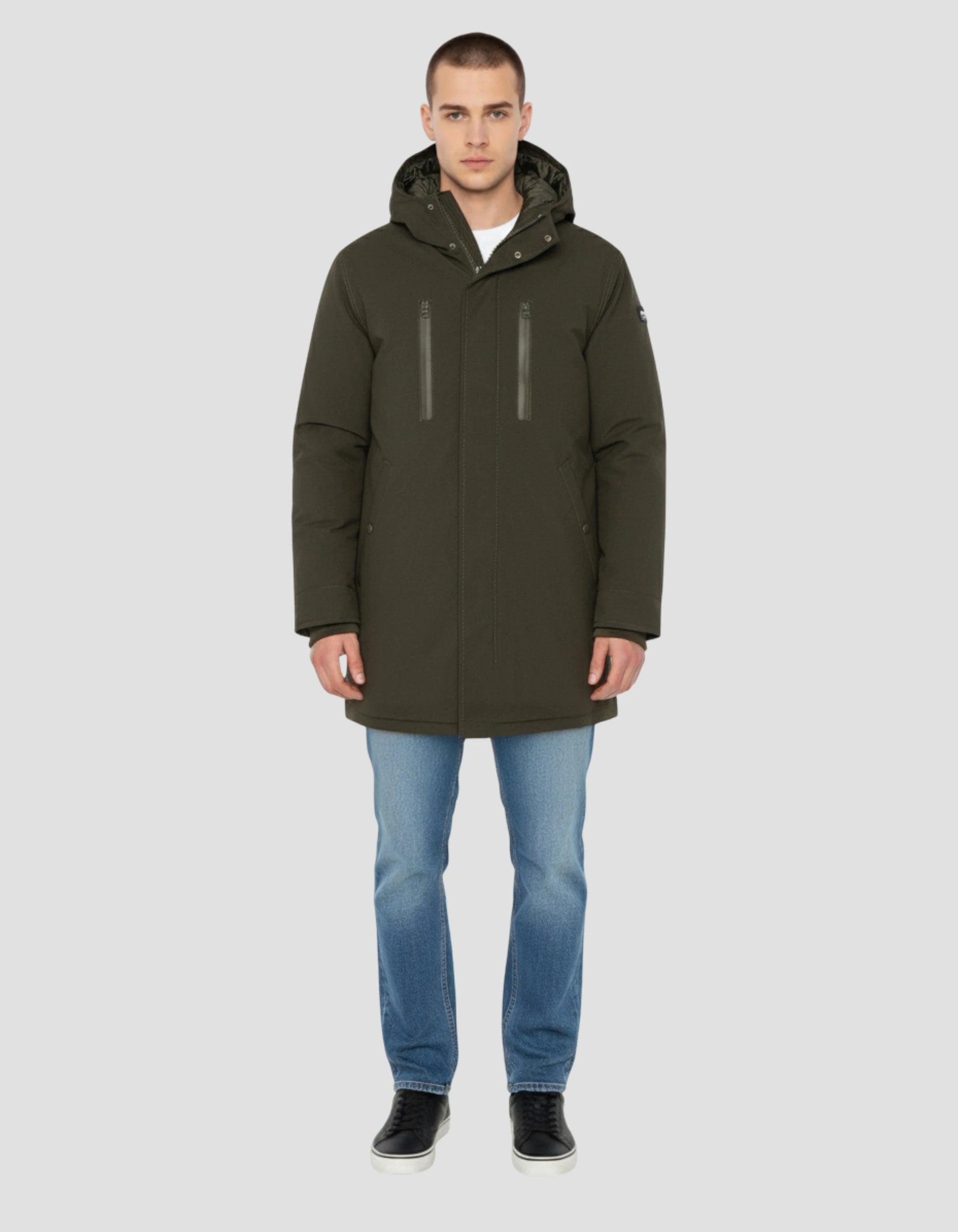 Lange Kapuze Khaki Parka-1