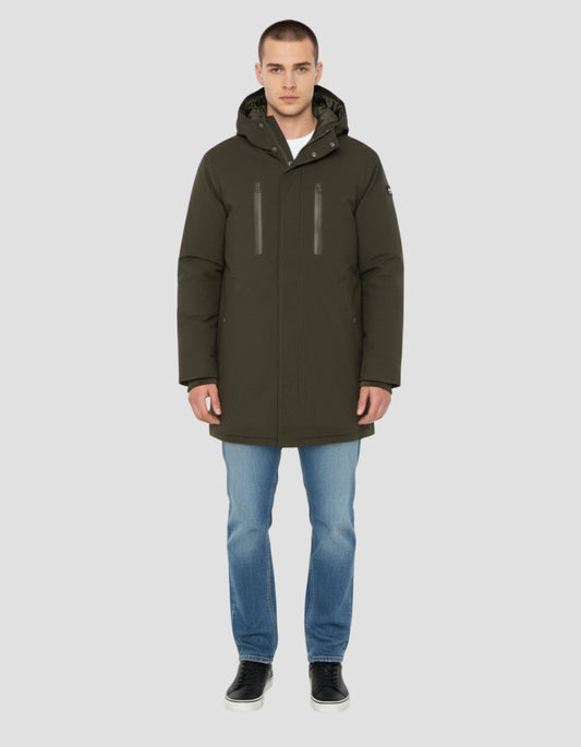 Long hooded khaki parka