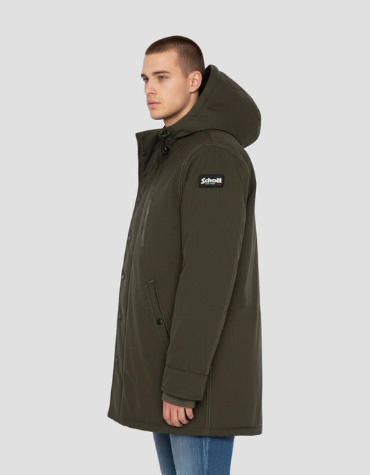 Long hooded khaki parka