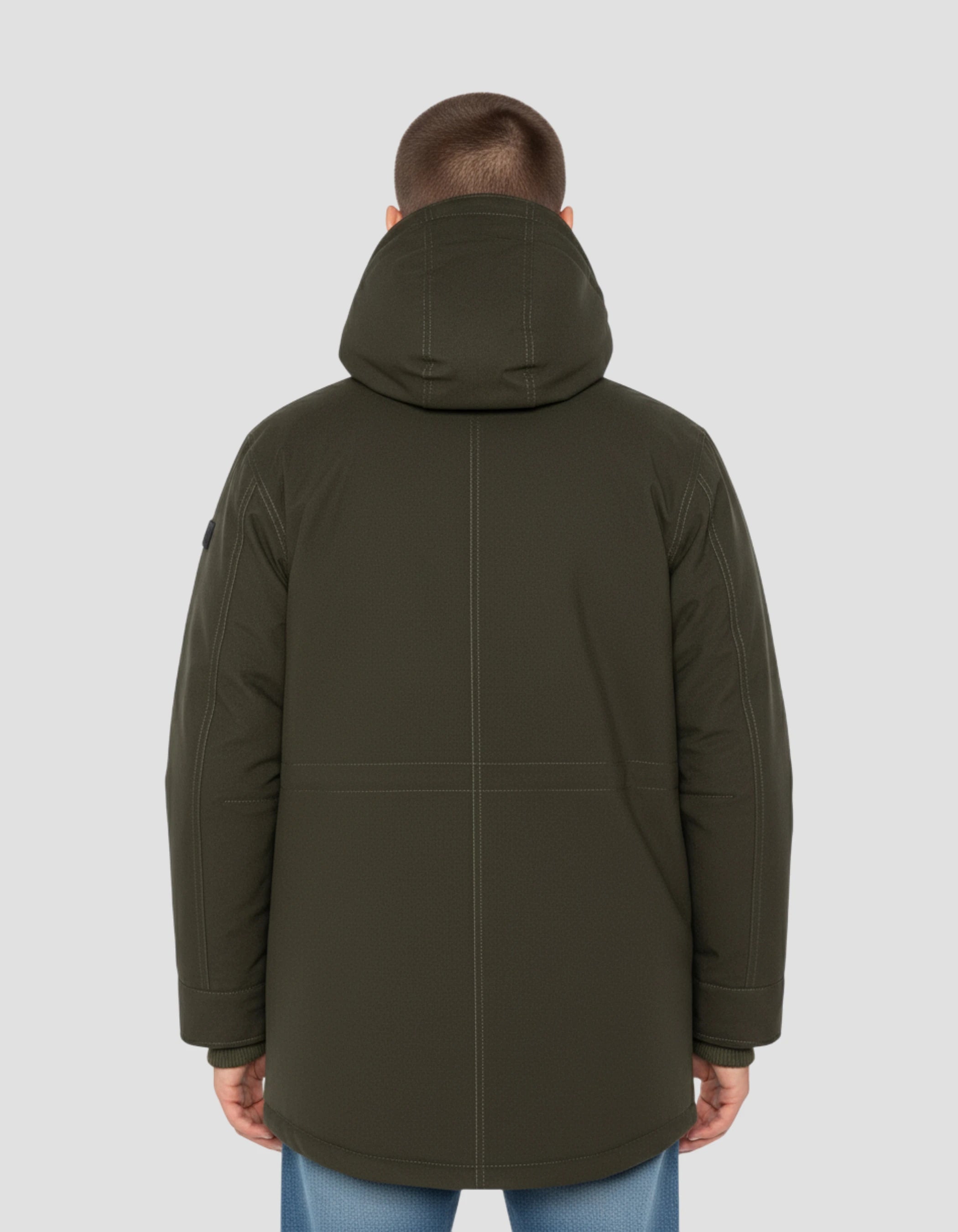 Lange Kapuze Khaki Parka-4