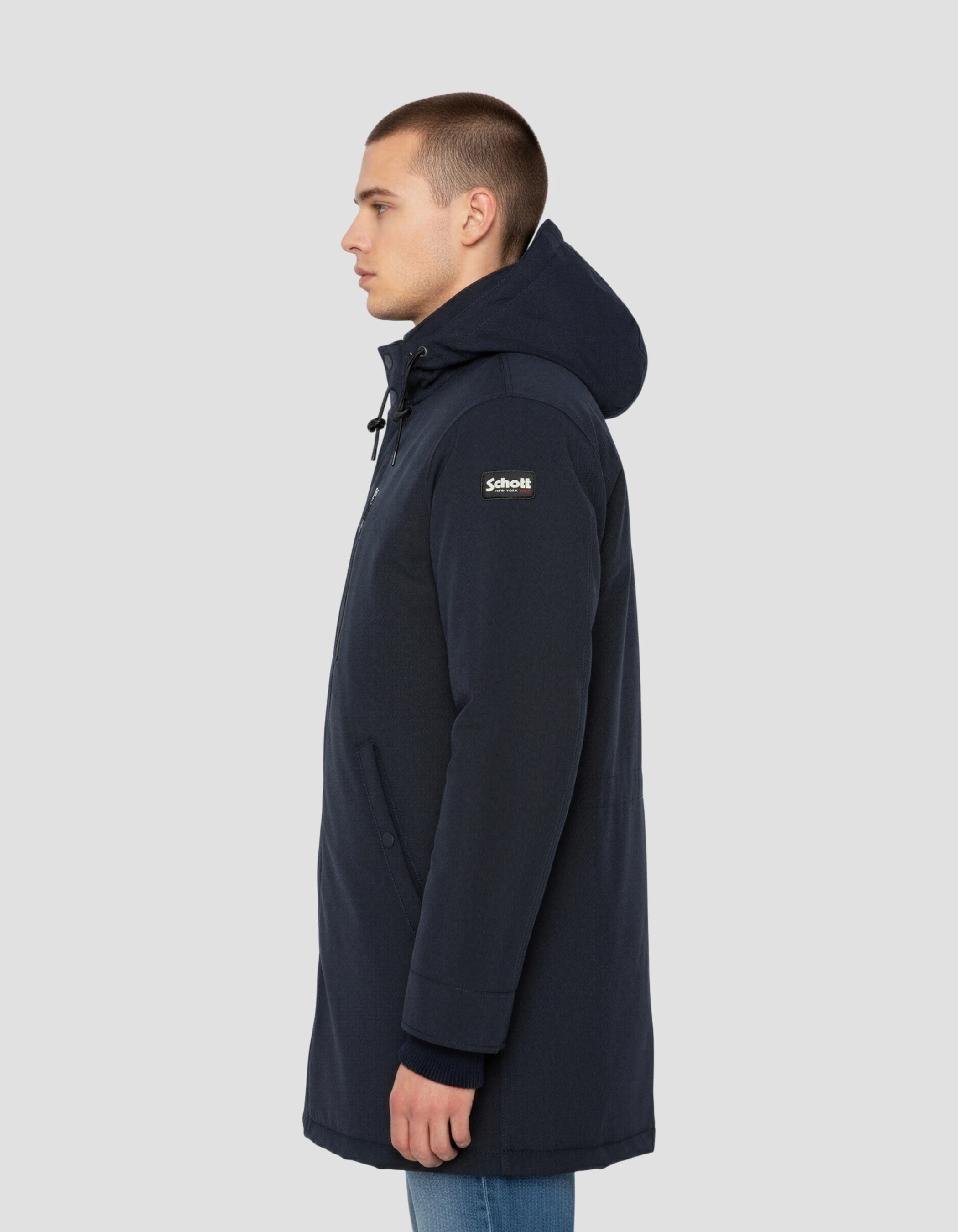 Langer dunkelblauer Parka-3