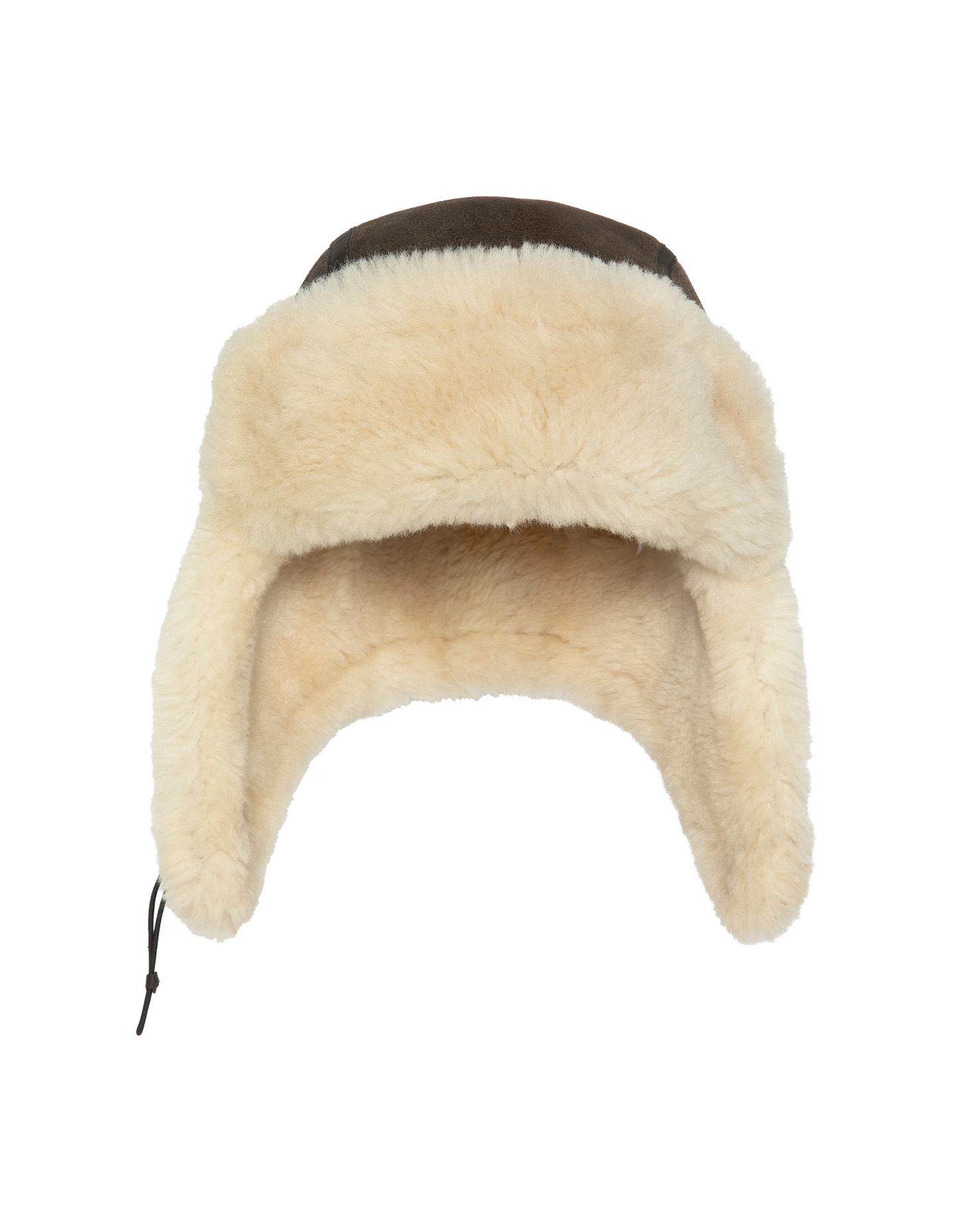 Chapka marron badgée, mouton double face