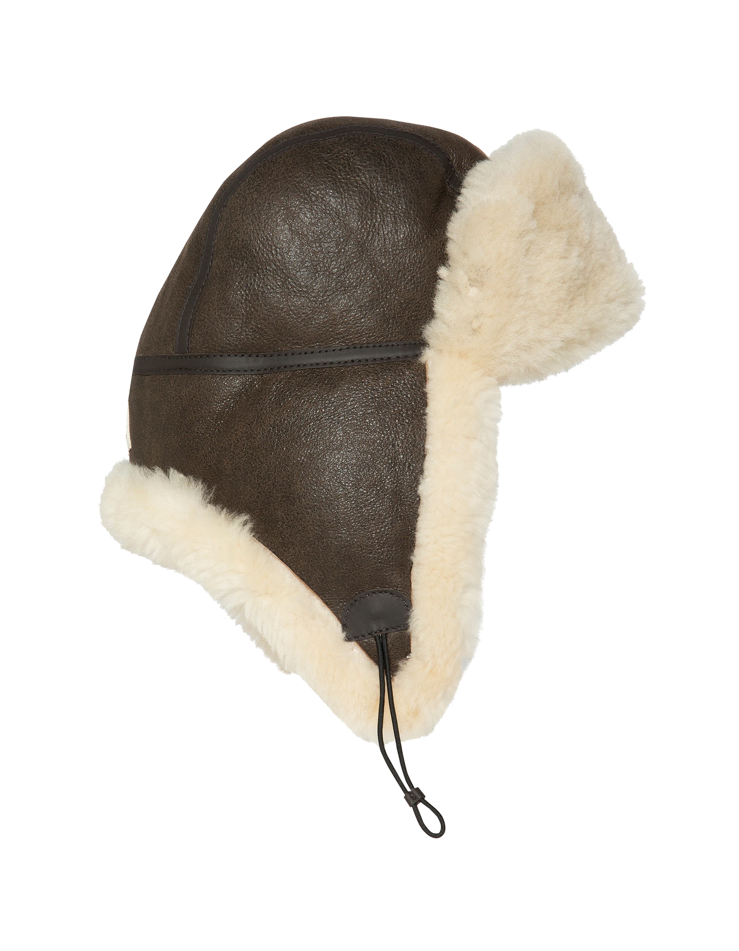 Chapka marron badgée, mouton double face