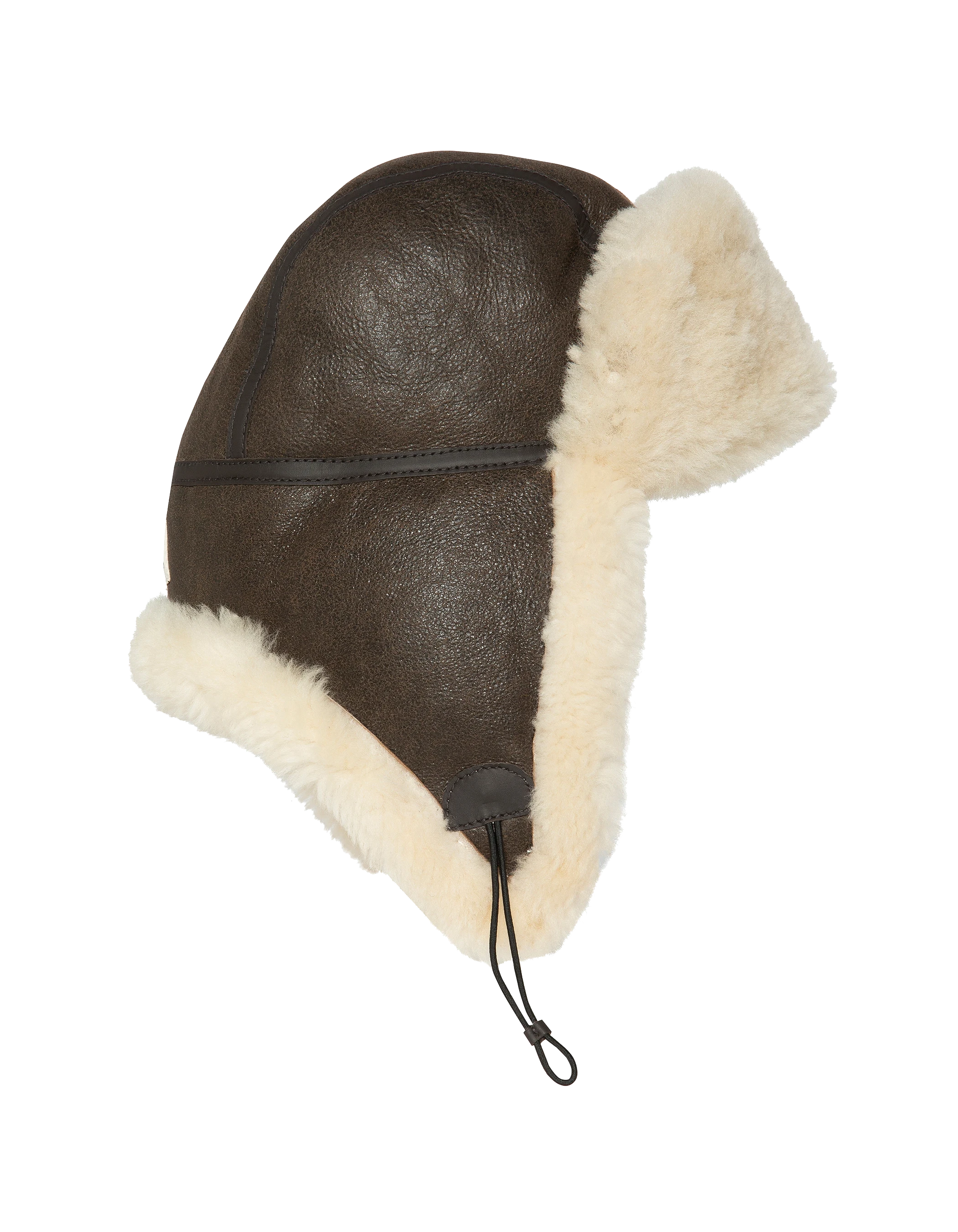 Chapka marron badgée, mouton double face-3