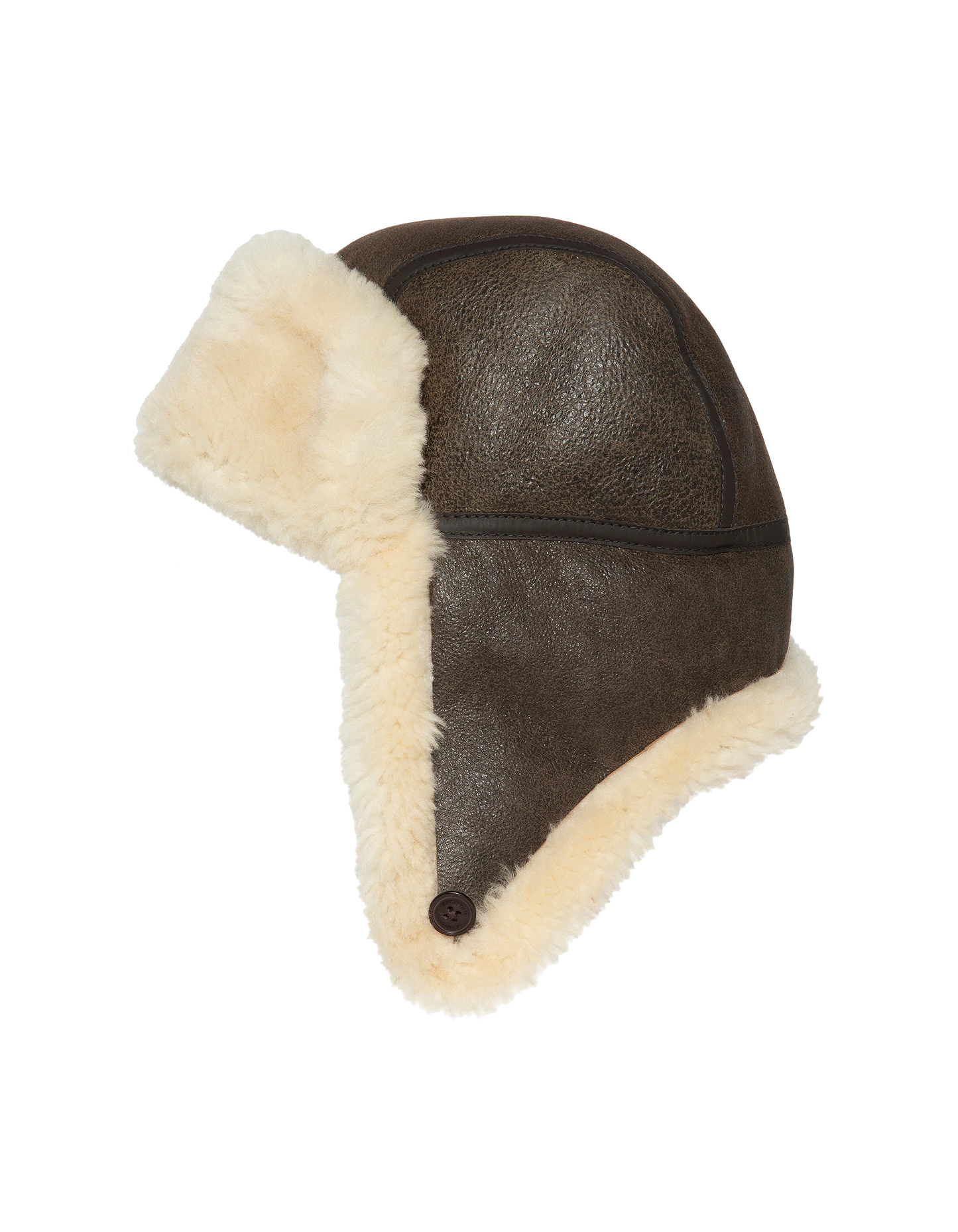 Chapka marron badgée, mouton double face