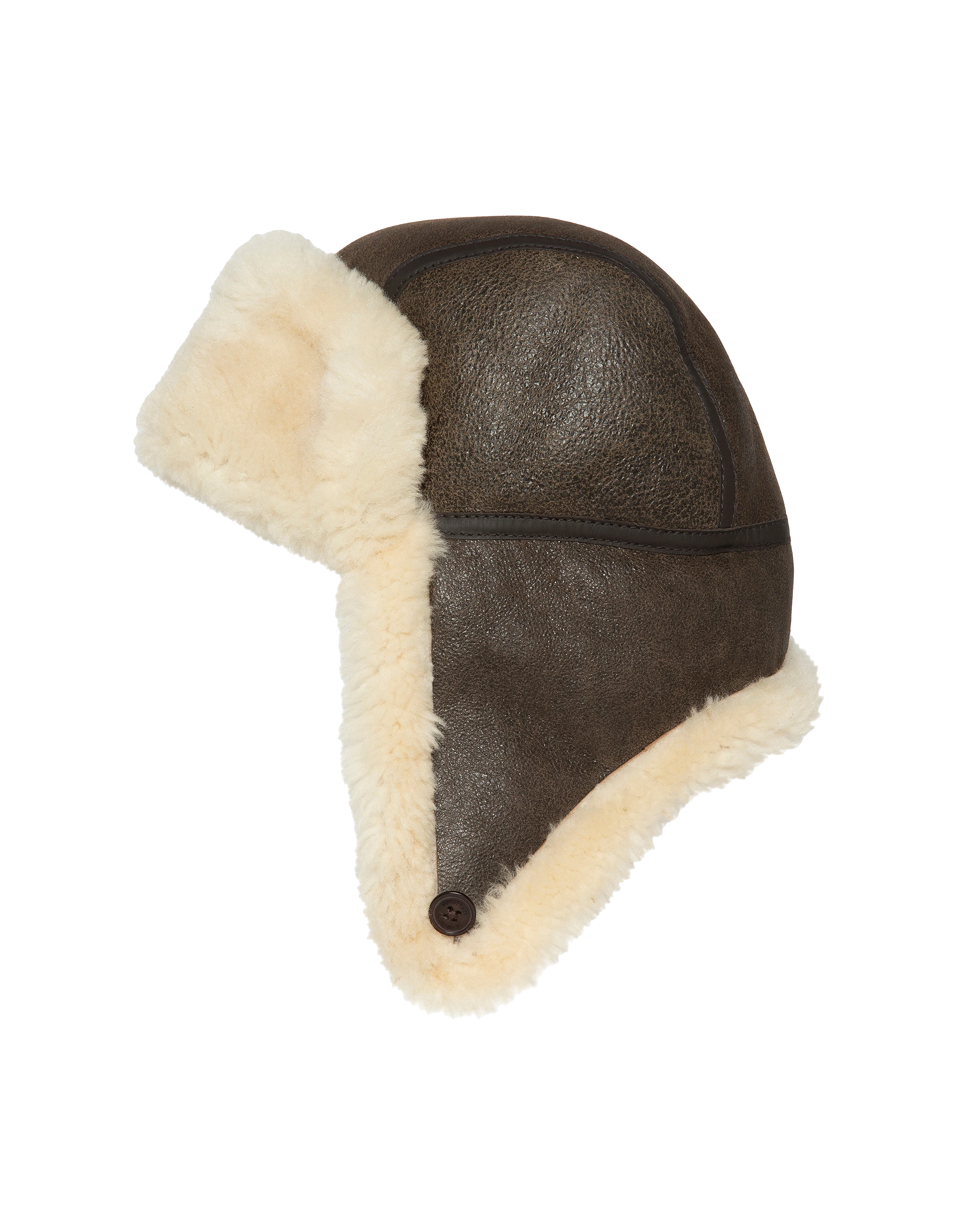 Chapka marron badgée, mouton double face-4