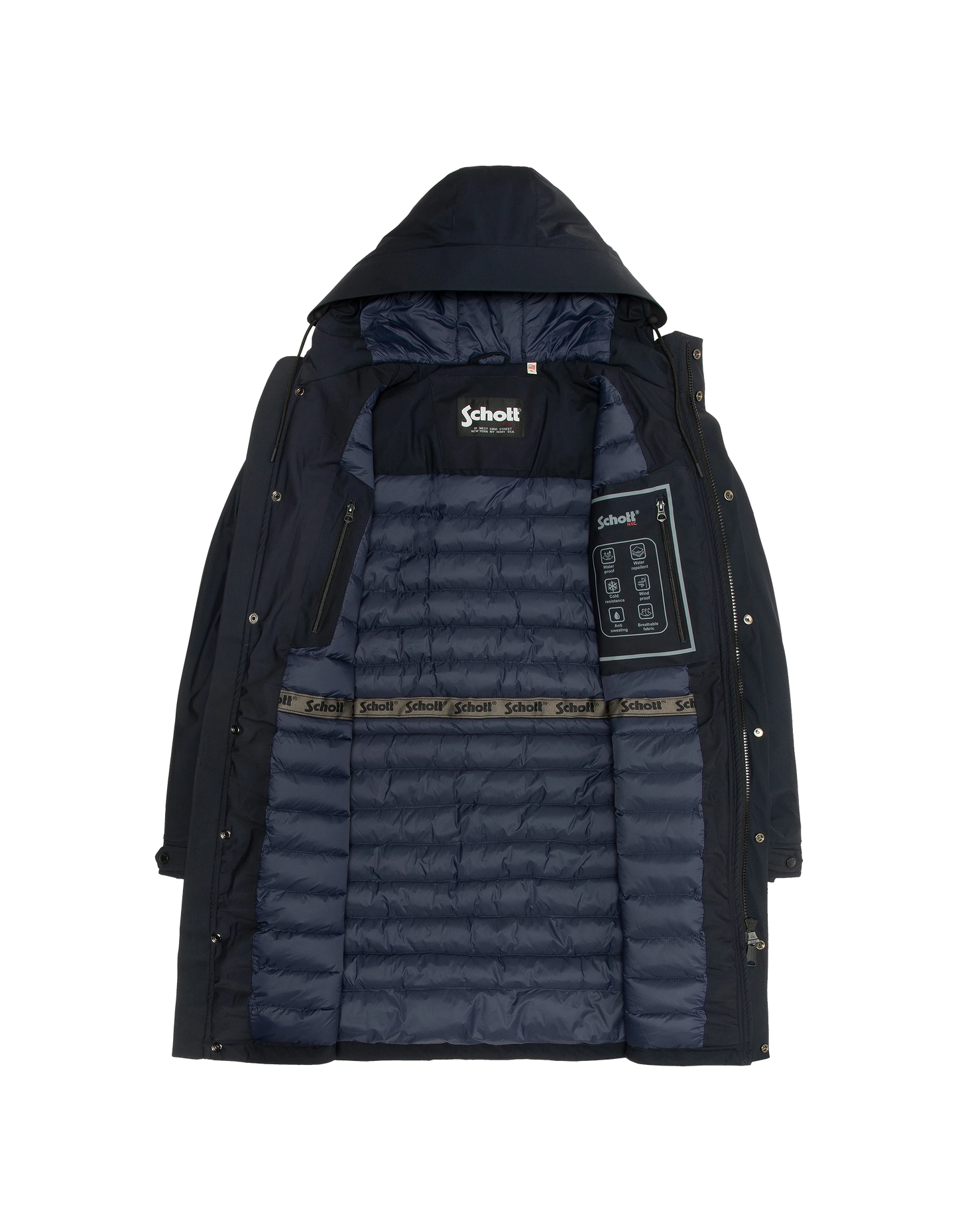 Navy Parka Multipoches con felpa con cappuccio
