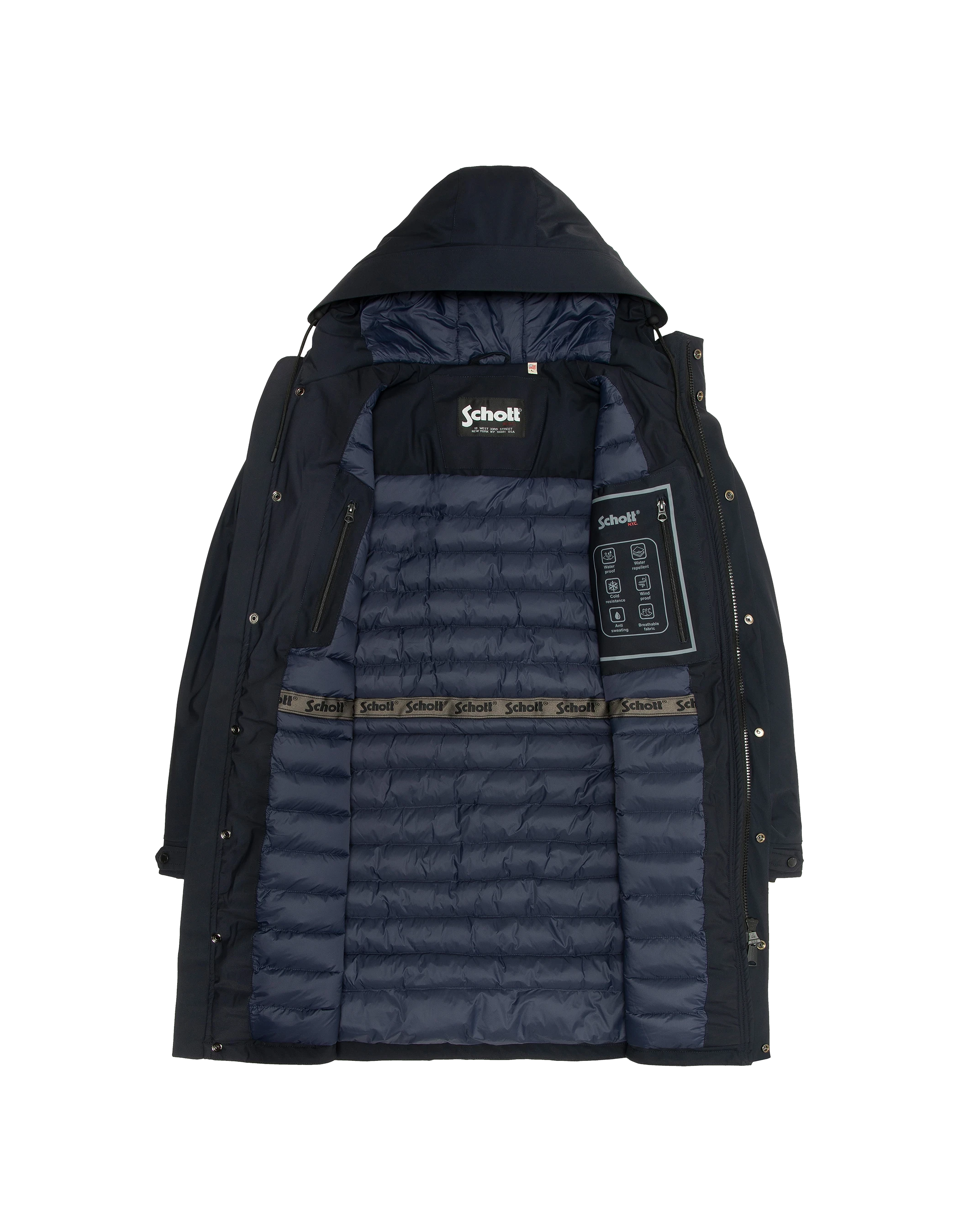 Navy Parka Multipoches con felpa con cappuccio-4