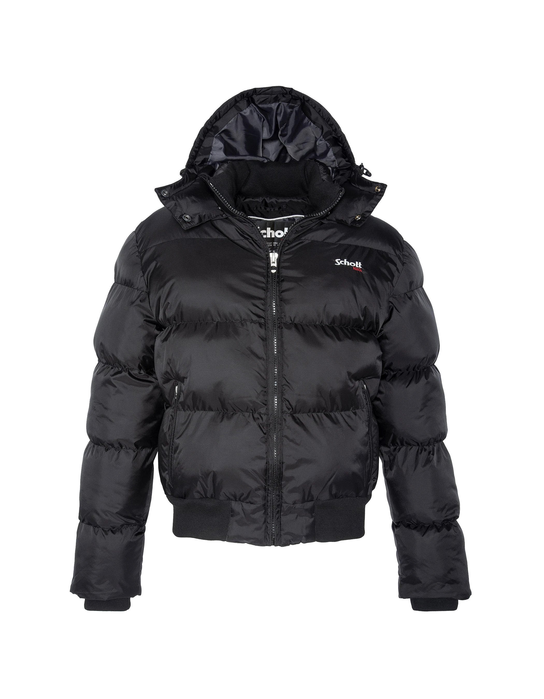 Doudoune noire à capuche, coupe boxy-1