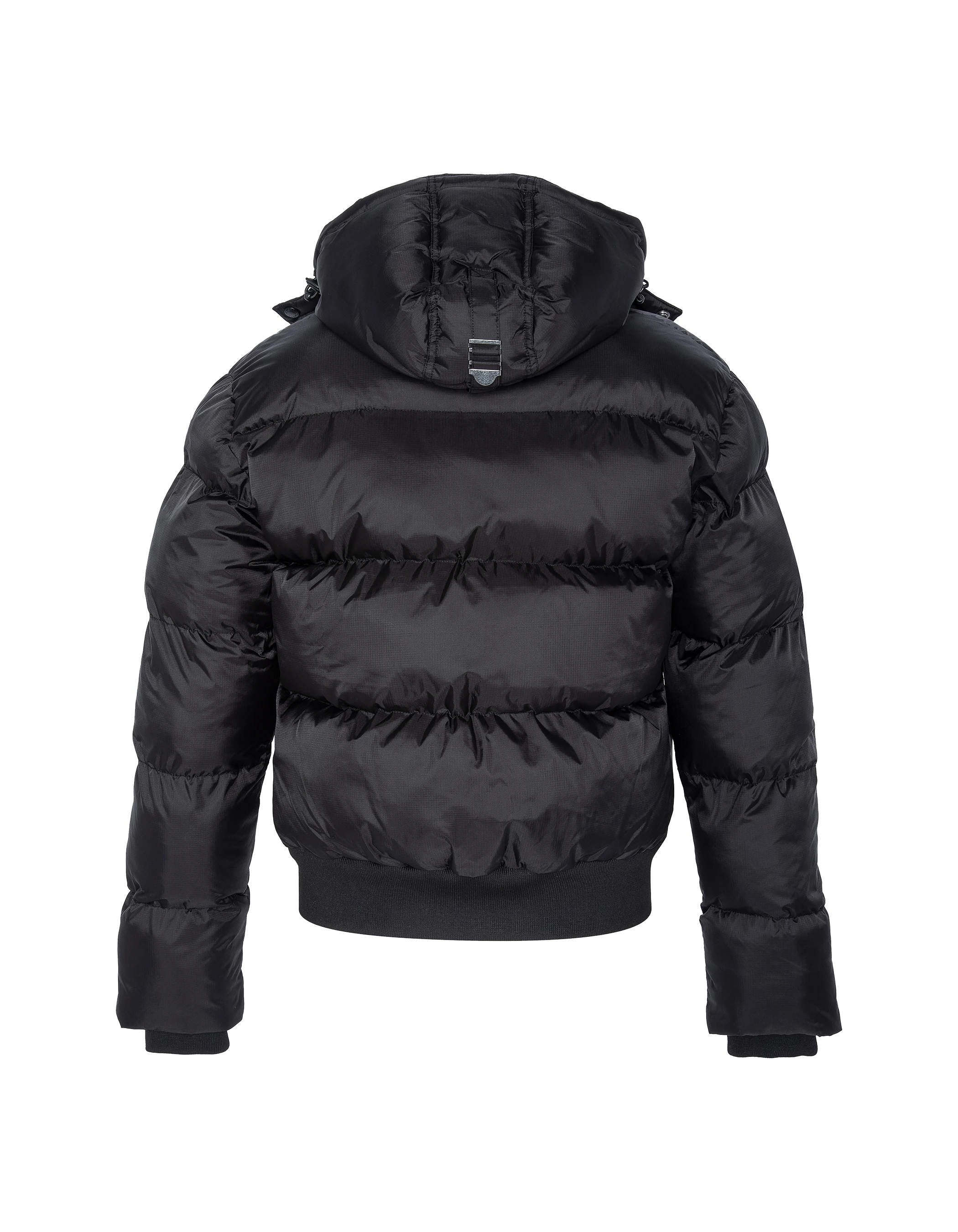 Black hooded down jacket, Boxy cut - Main Image