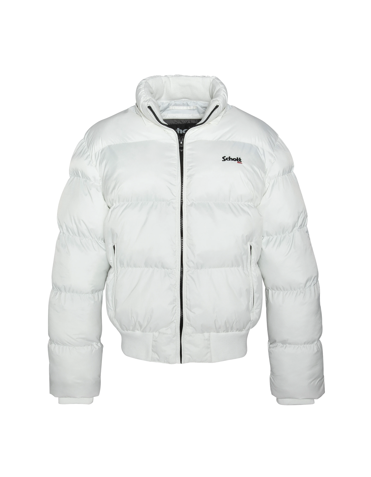 Weiße Kapuze -Down -Jacke, kastenförmiger Schnitt