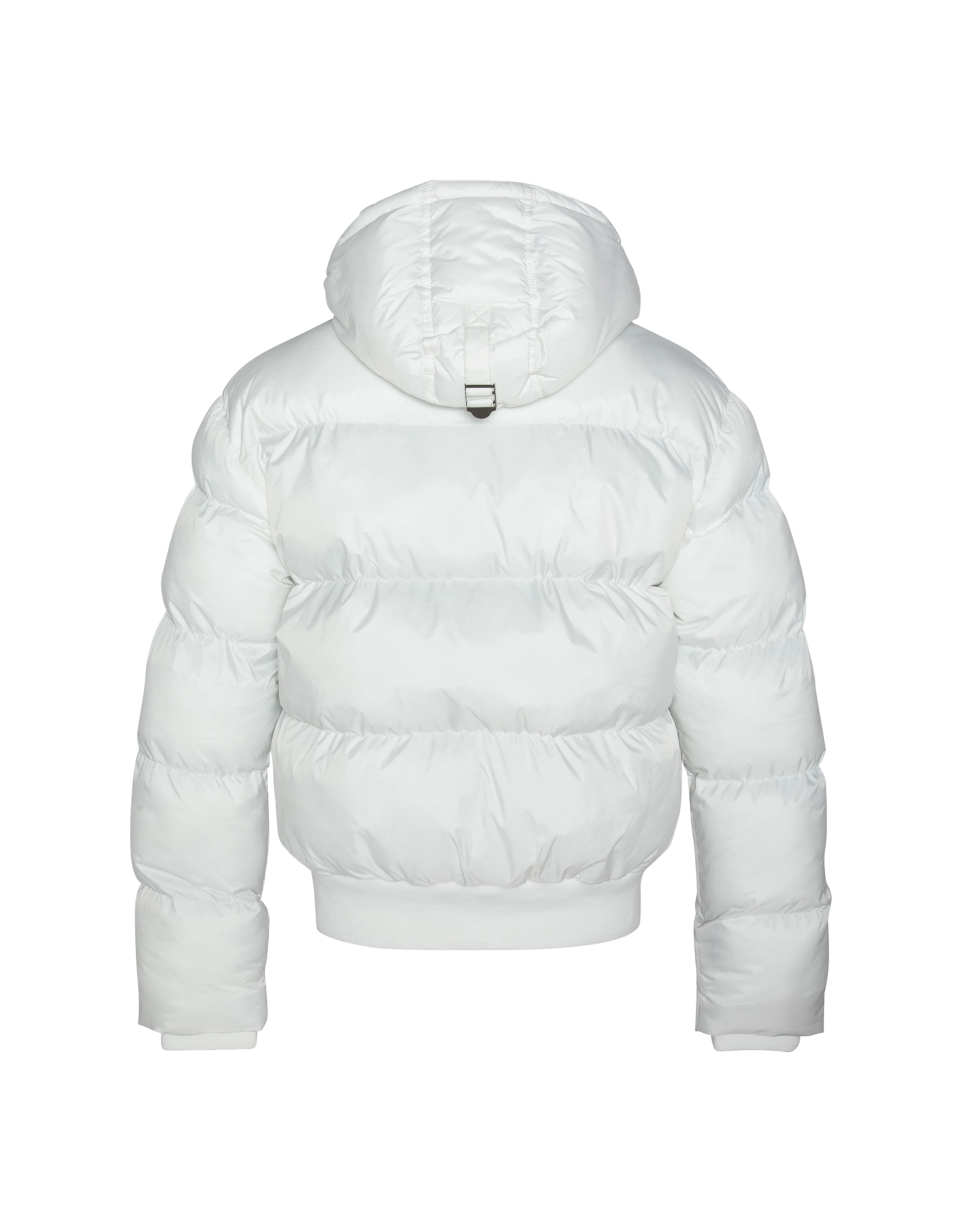 Weiße Kapuze -Down -Jacke, kastenförmiger Schnitt-8