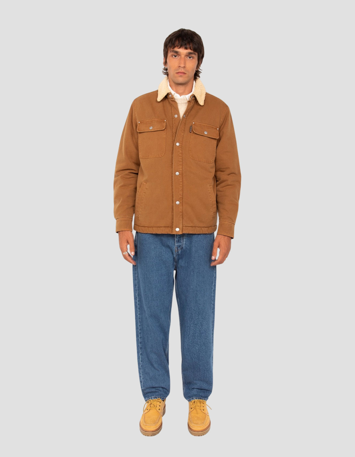 Blouson trucker camel doublé sherpa