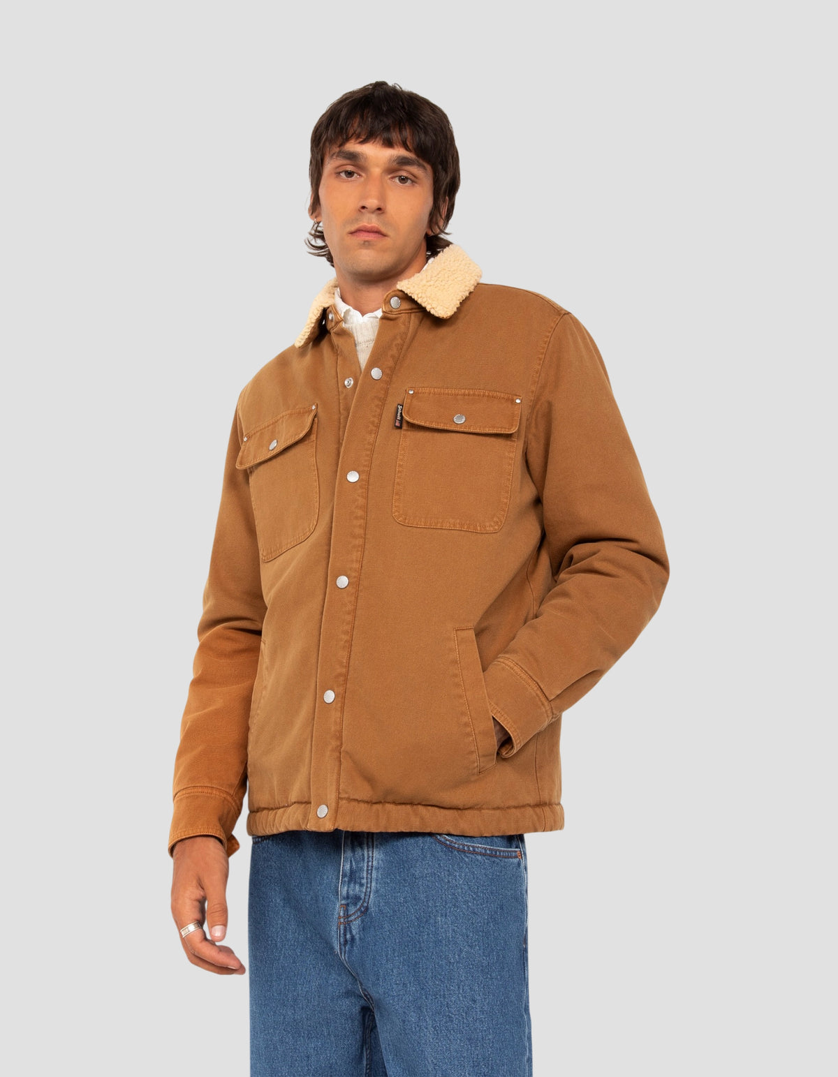 Blouson trucker camel doublé sherpa